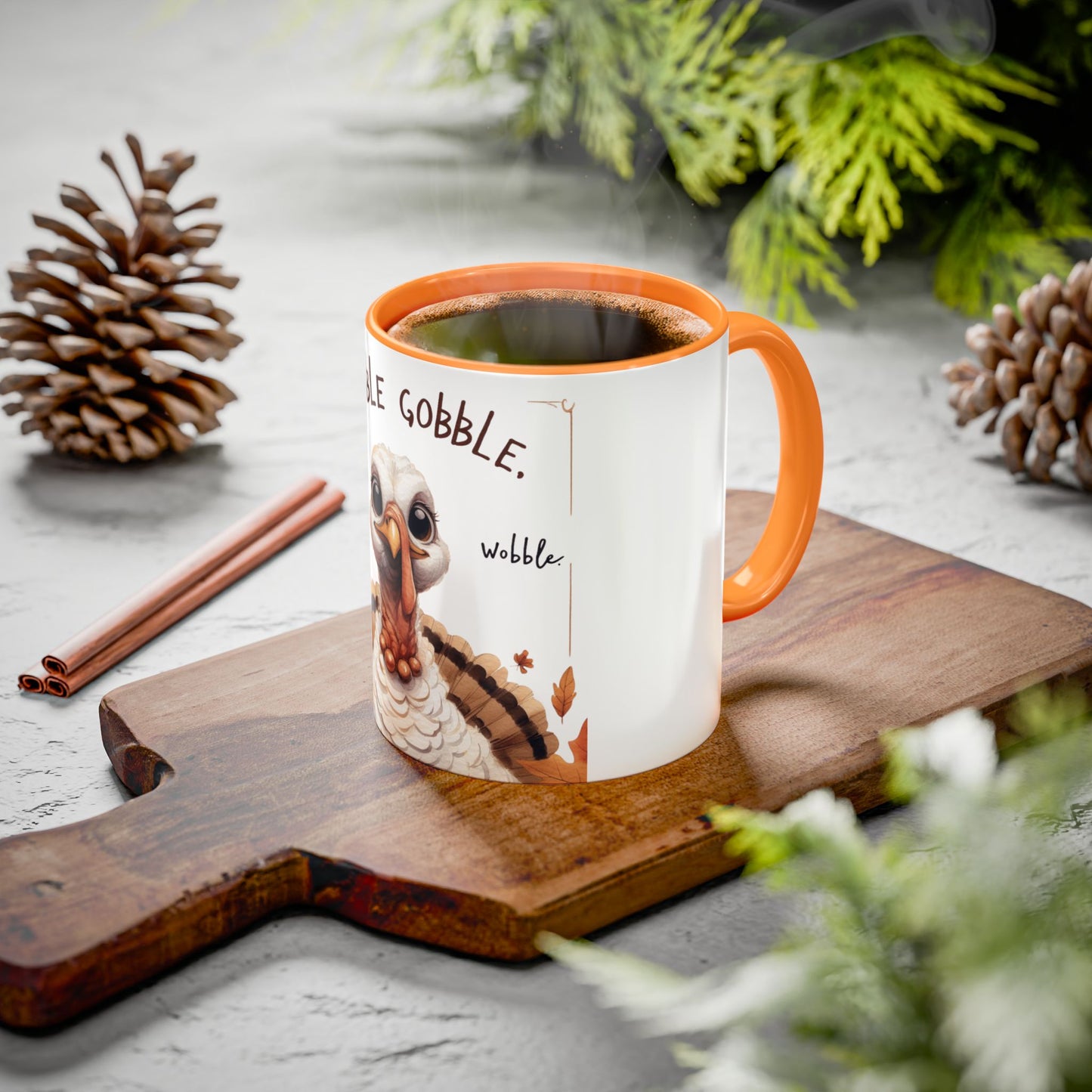 Mix cozy, aesthetic, and autumn-inspired sayings 🍁 Whimsical Thanksgiving Mug - Gobble Gobble Design