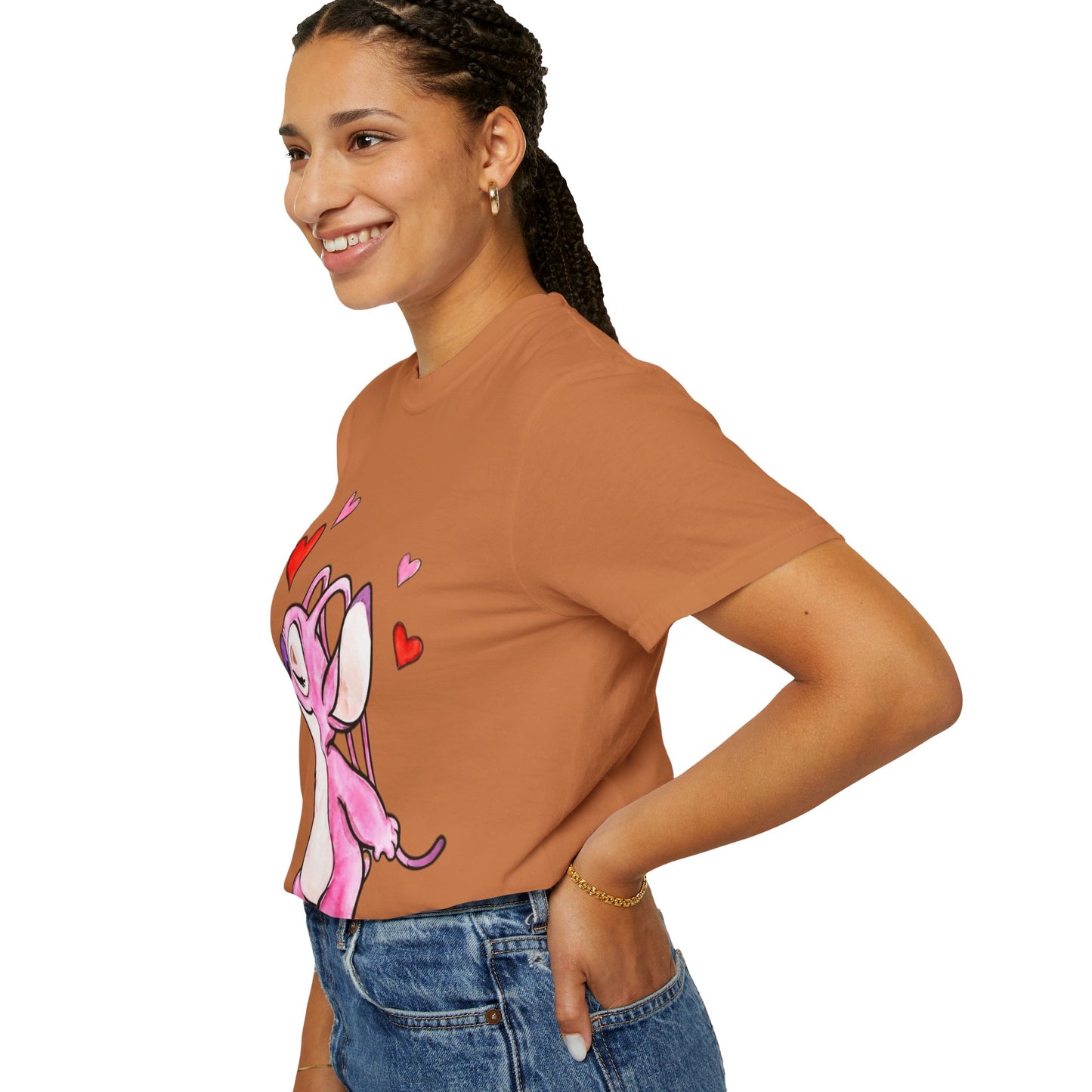 T-Shirt — Cute Pink Cartoon Creature with Hearts | Valentine’s Gift Tee