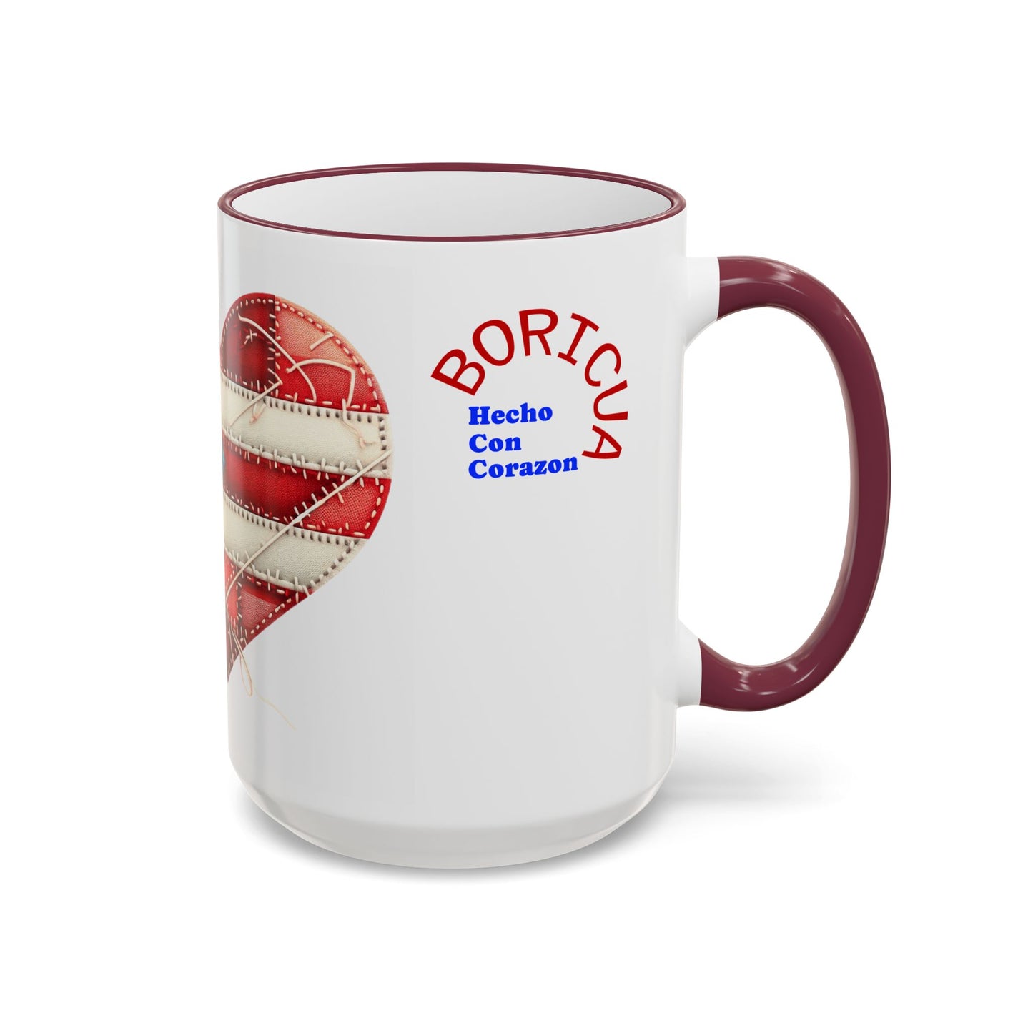 Puerto Rico Flag Heart Accent Rim Mug — Patriotic Coffee Cup (11oz/15oz)