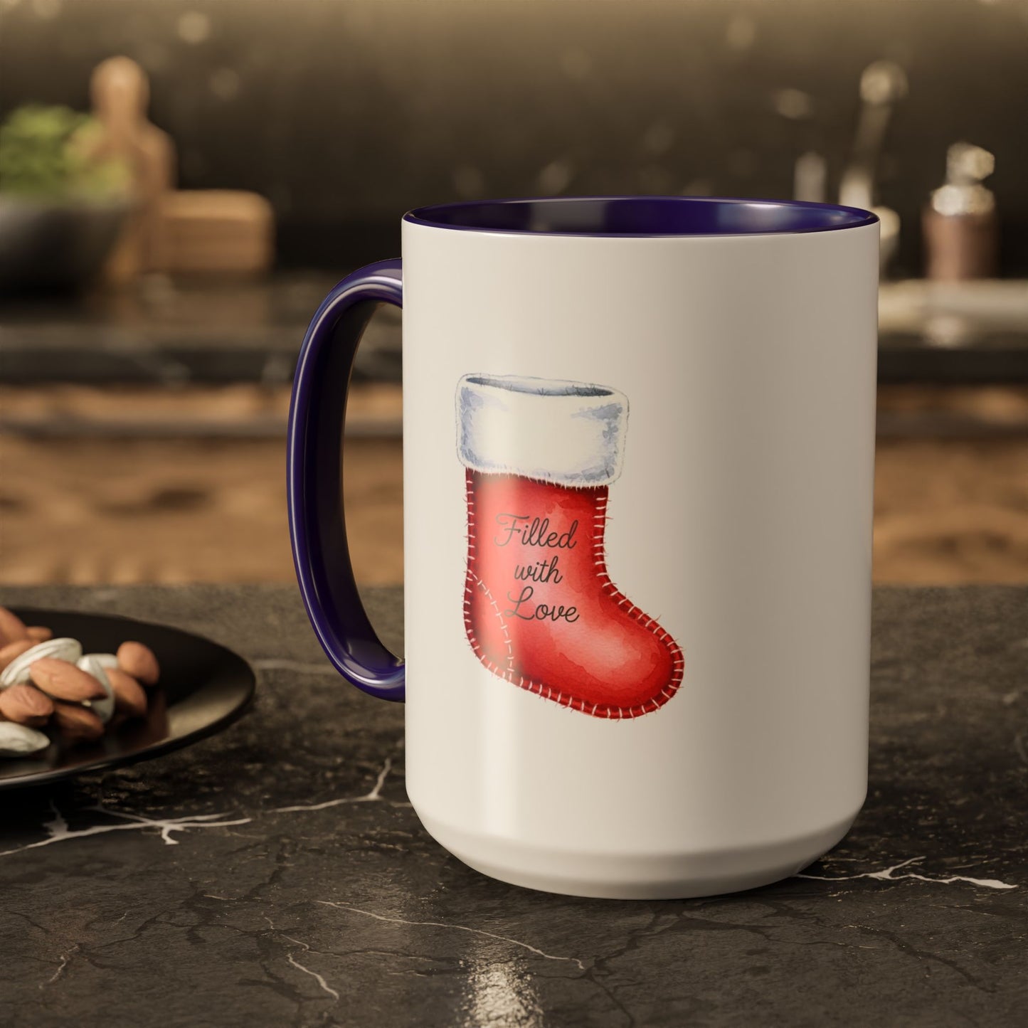Holiday Mugs Christmas Gift Ideas Hot Cocoa & Coffee Cup Designs Filled with Love - Colorful 11oz & 15oz