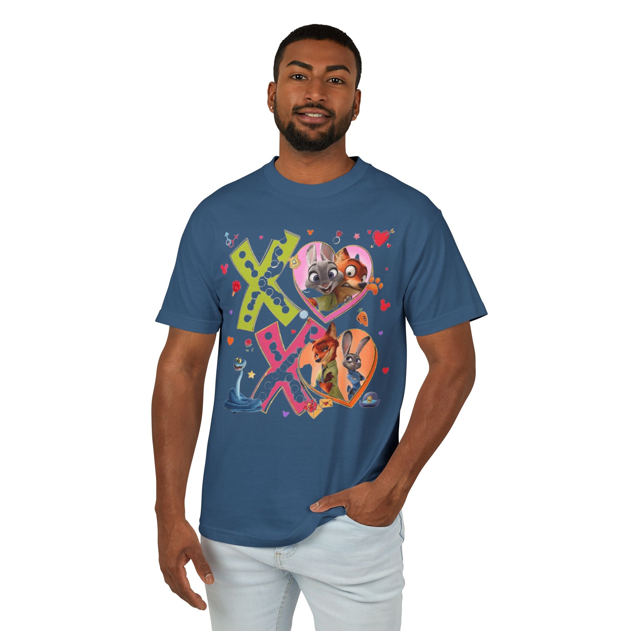 Valentine Cartoon Pets Tee  Cute Hearts & XOXO Graphic T-Shirt