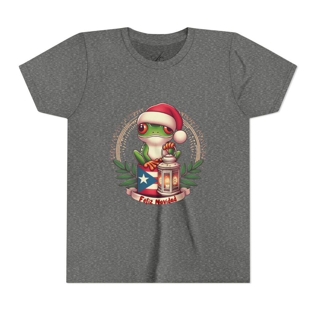 Kids Tee Cute Frog with Puerto Rican Flag & Lantern (Feliz Navidad)