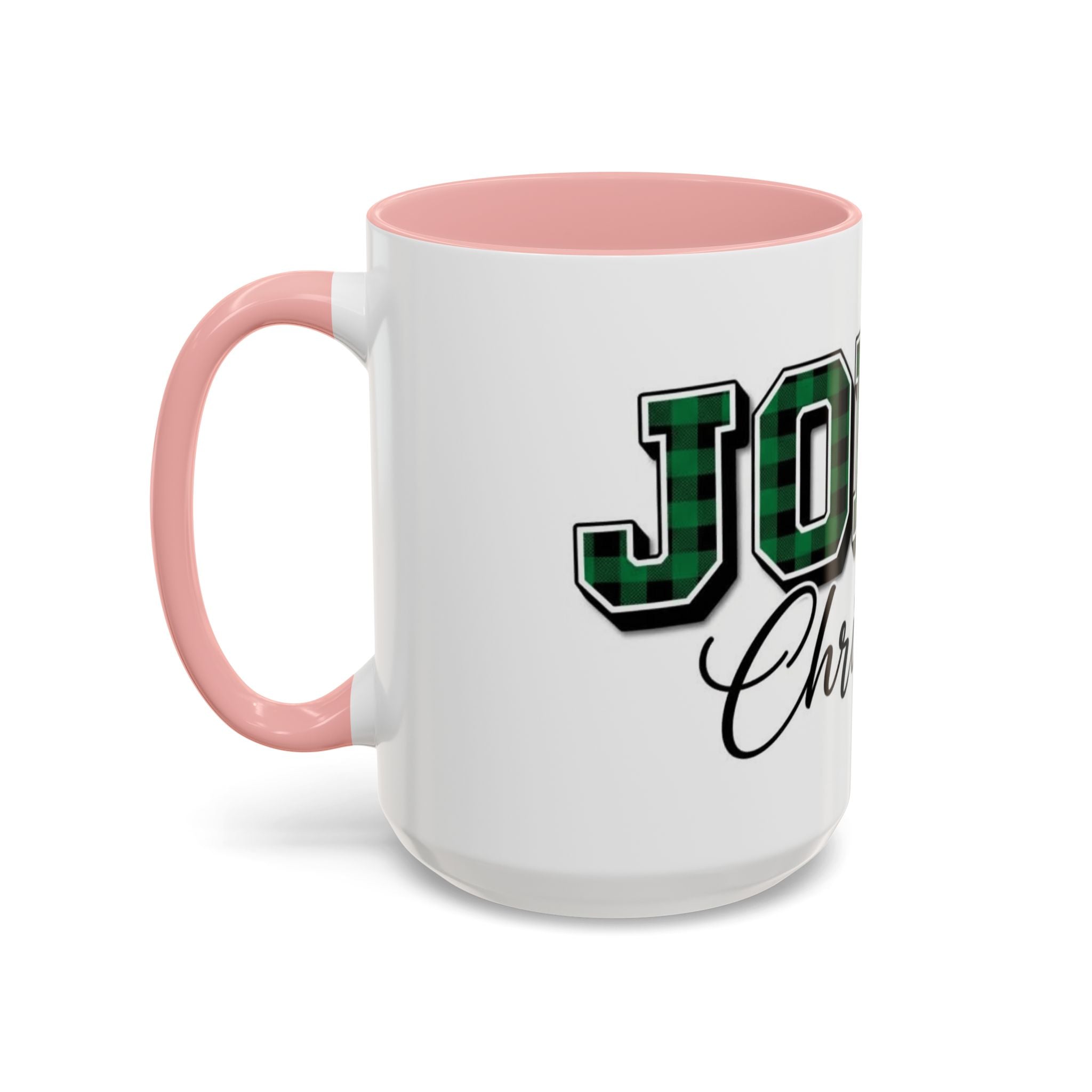 Holly Christmas Accent Coffee Mug — Green Plaid Holiday Gift (11/15oz)