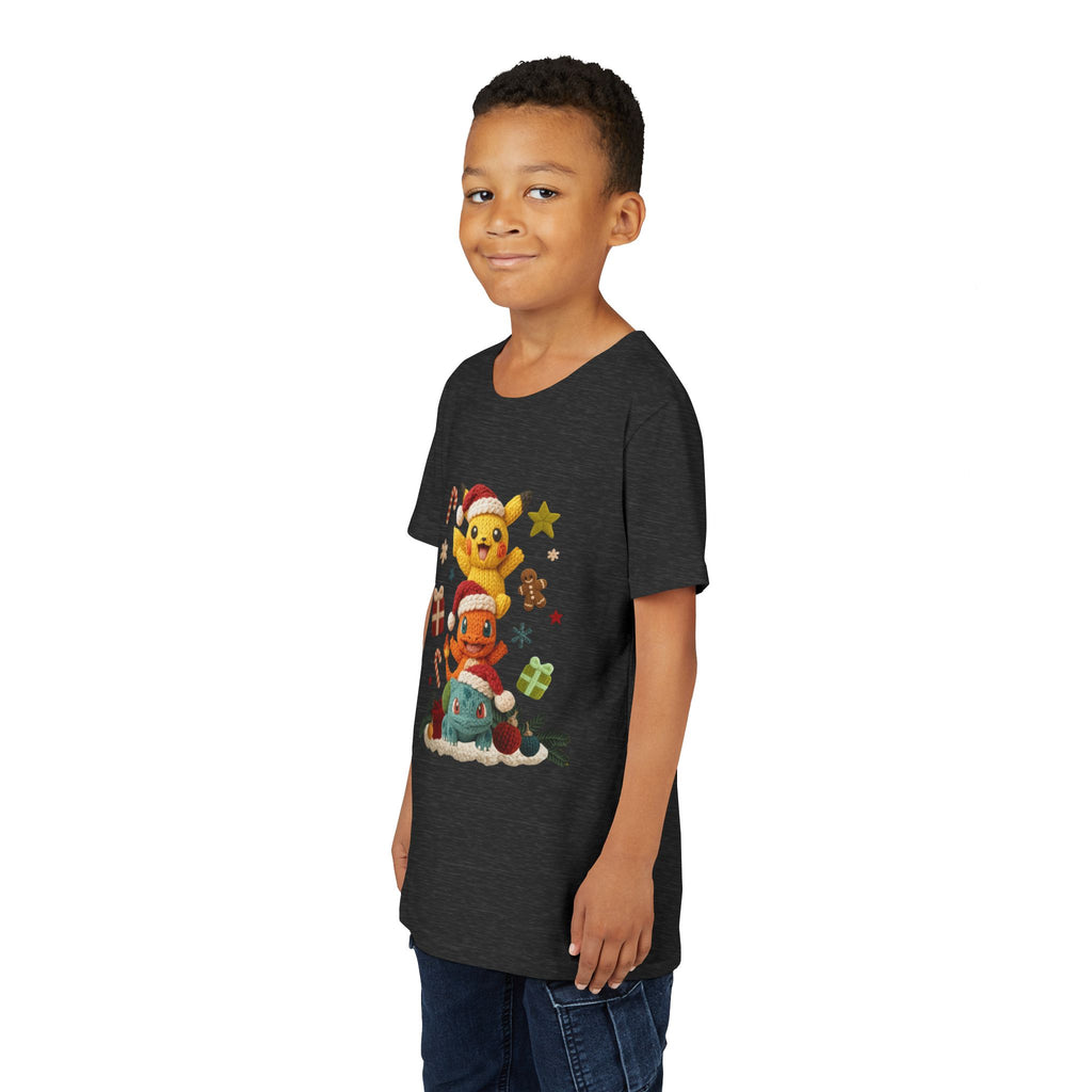 Kids Holiday Tee  Cute Stacked cartoon Characters Christmas Design