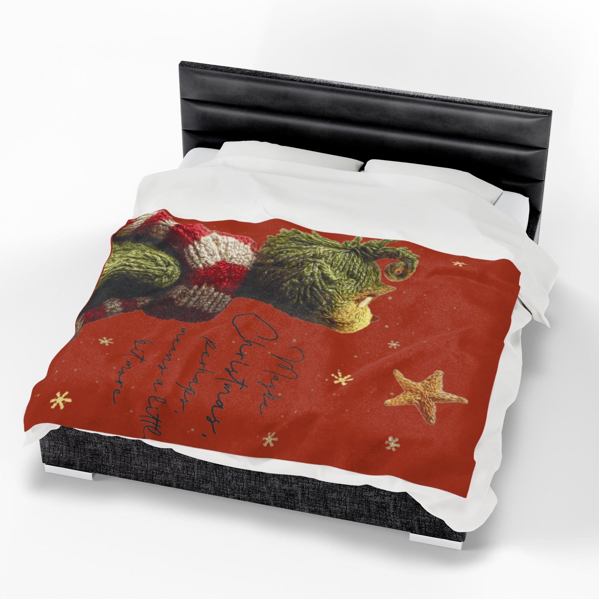 Christmas Plush Blanket  'Maybe Christmas, perhaps, means a little bit more' Cozy Holiday Throw