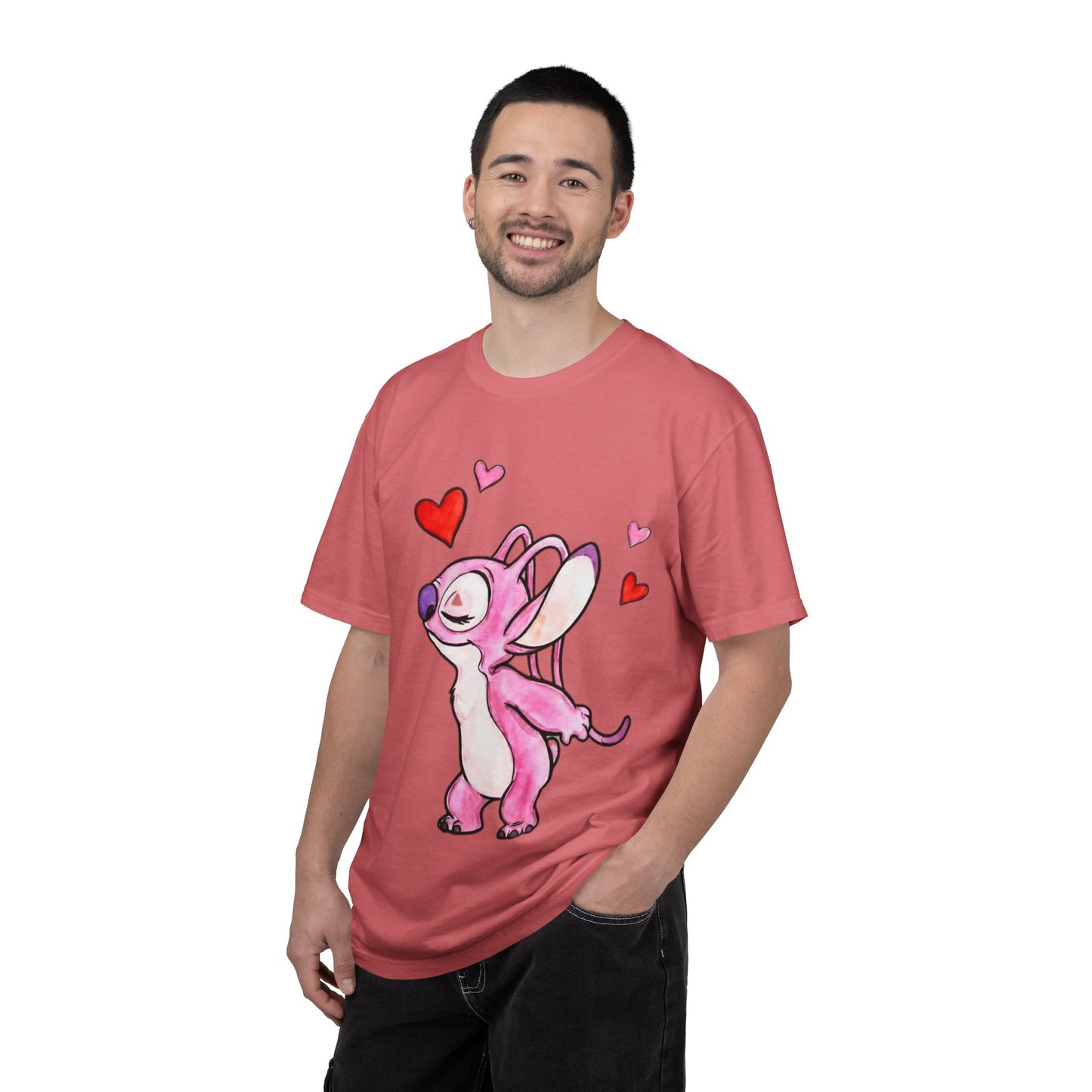 T-Shirt — Cute Pink Cartoon Creature with Hearts | Valentine’s Gift Tee