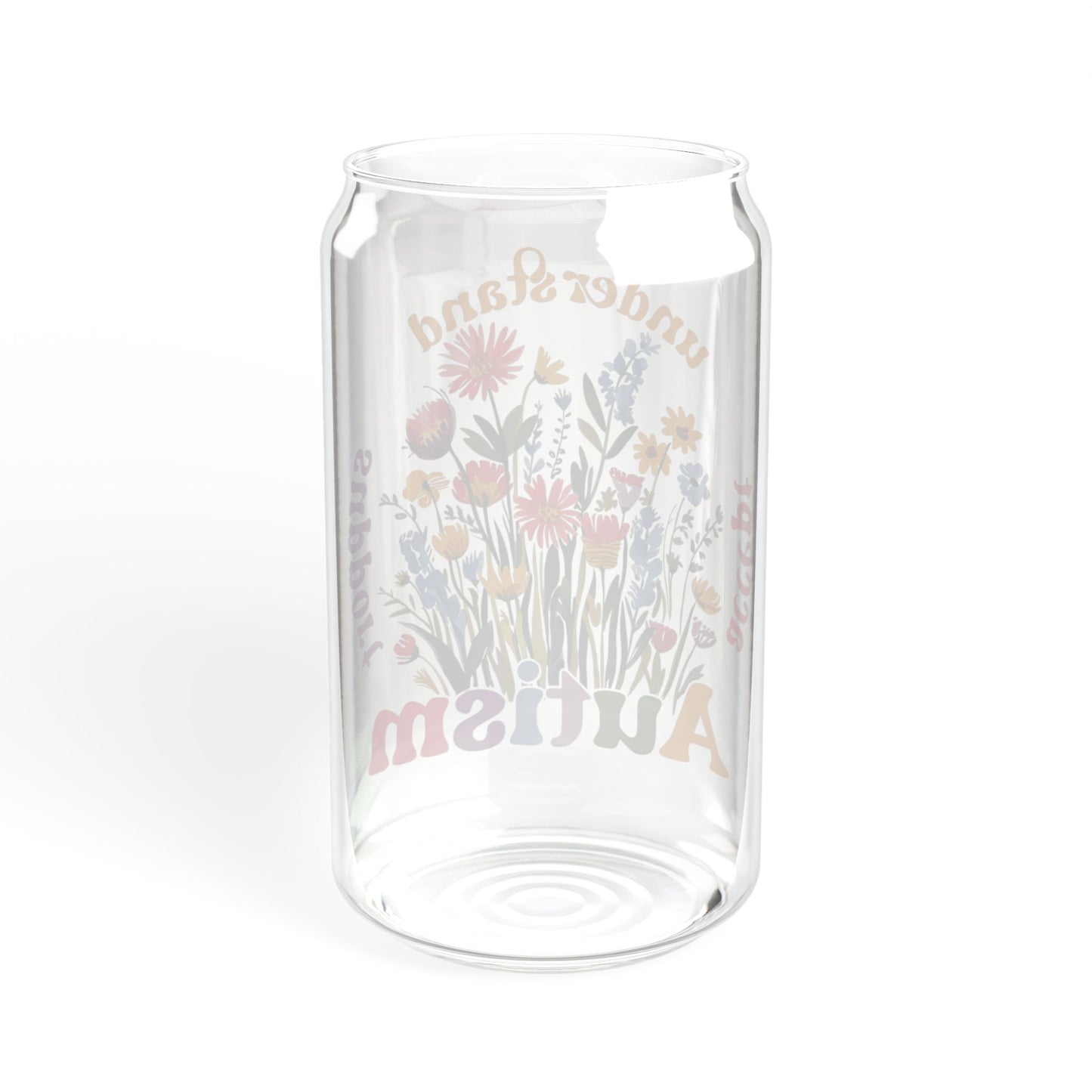 Autism Awareness & Pride Collection Floral Autism Awareness Sipper Glass - 16oz with Bamboo Lid