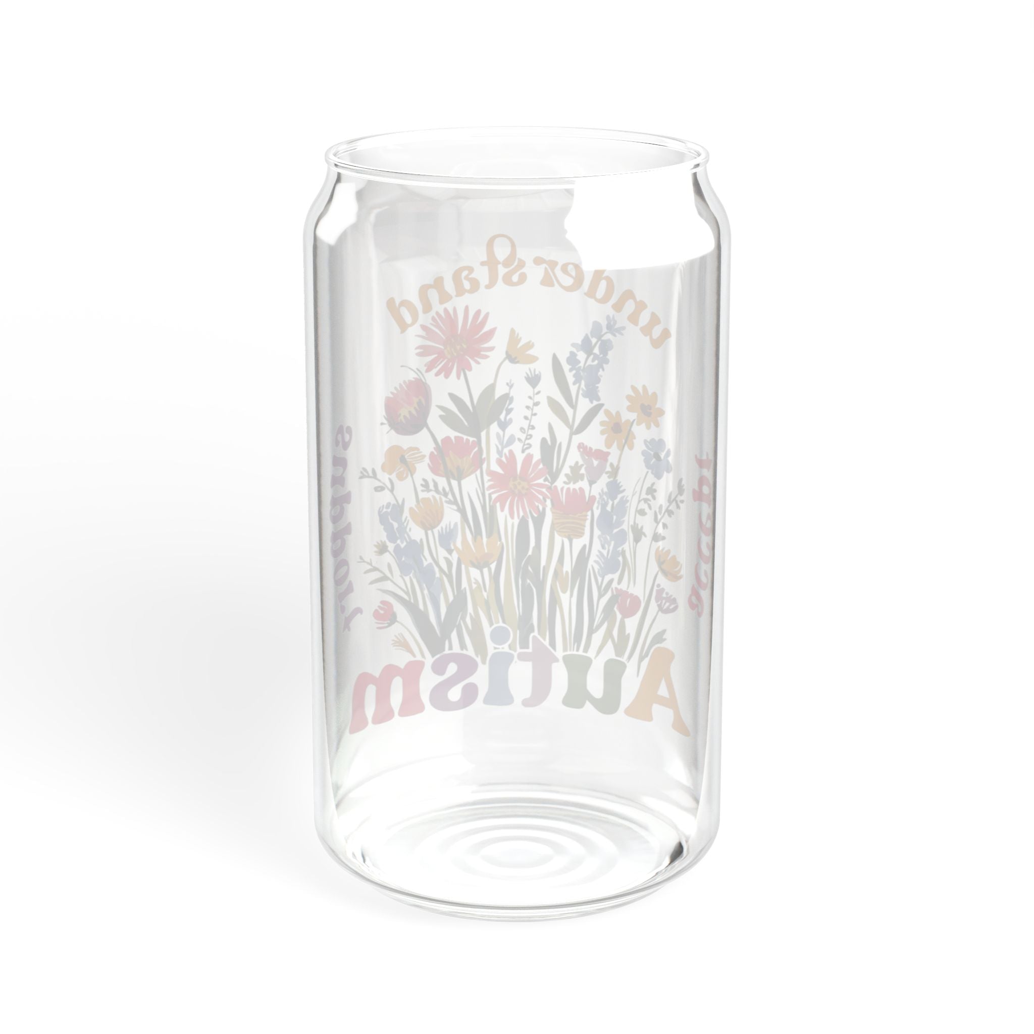 Autism Awareness & Pride Collection Floral Autism Awareness Sipper Glass - 16oz with Bamboo Lid