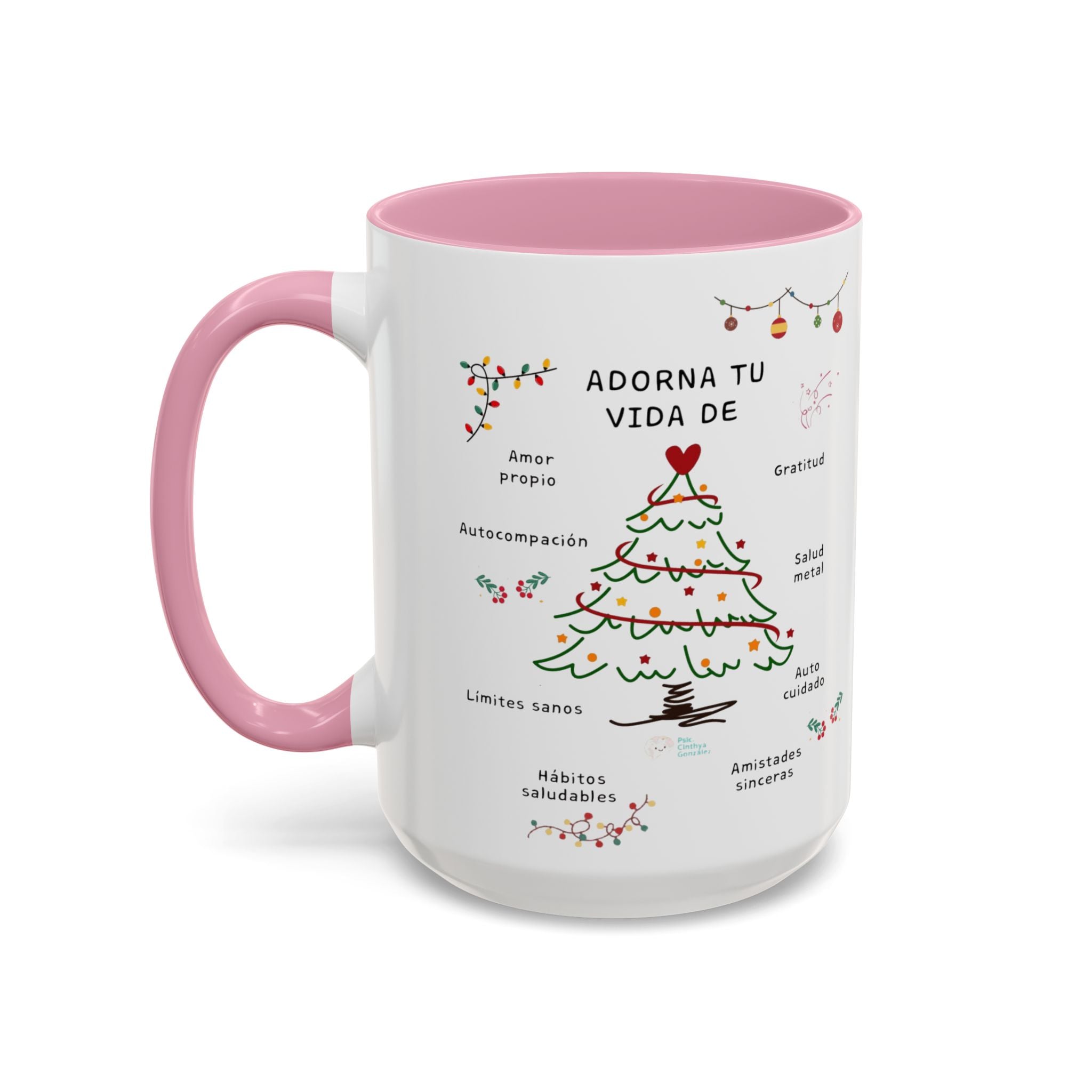Mug — 'Adorna Tu Vida' Christmas Tree Spanish Holiday Coffee Mug (11oz/15oz)