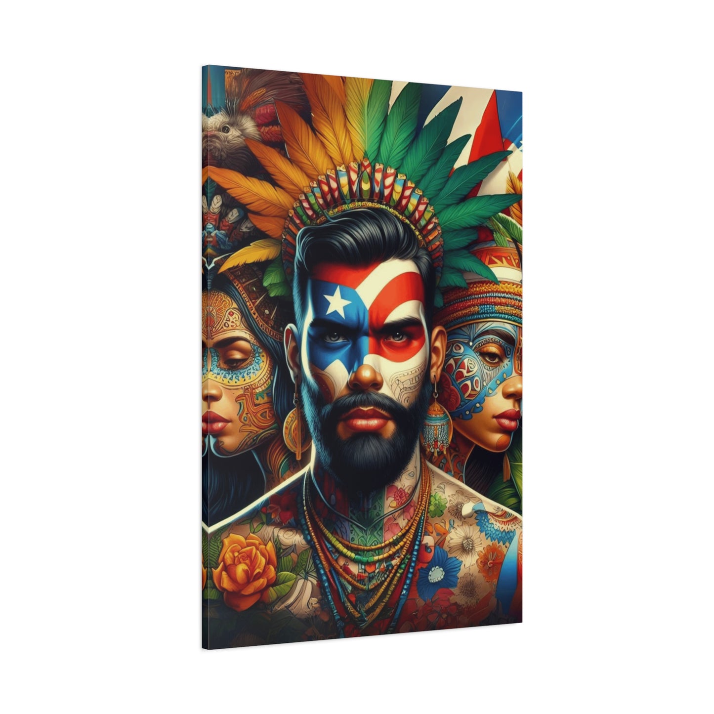 La Isla del Encanto Taíno Symbol Design Vibrant Cultural Art Canvas Print, Wall Decor, Home Decoration, Unique Artwork, Bohemian Style, Gift for Art Lovers