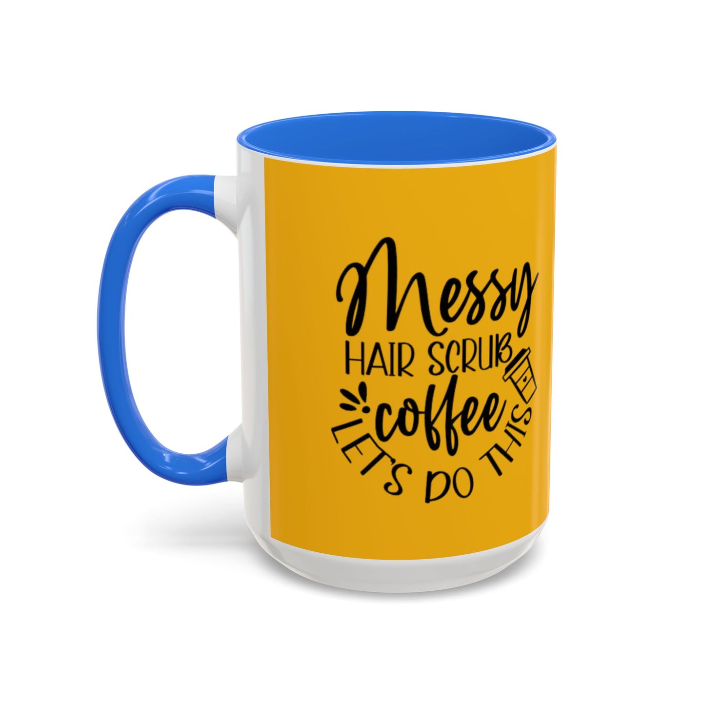 Holiday Coffee Cups with Festive Quotes & Designs Messy Hair Coffee Mug - Fun Yellow Ceramic Cup for Coffee Lovers