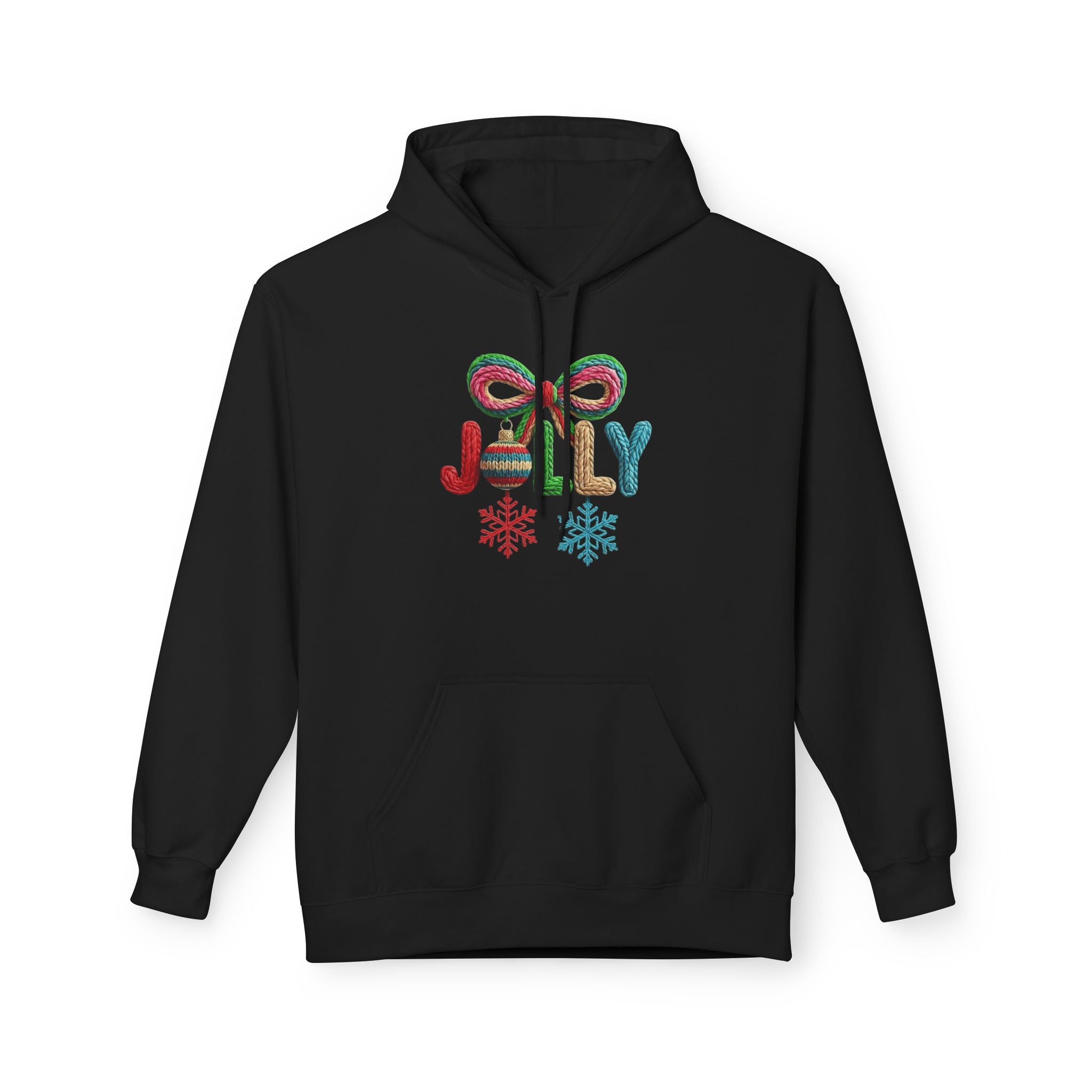 Jolly Candy Cane Holiday Hoodie — "JOLLY" Festive Sweatshirt