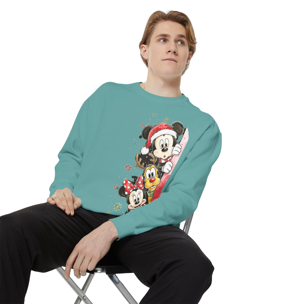 Christmas Disney Characters Sweatshirt  Mickey, Minnie & Pluto Holiday Crew Cartoon Christmas T-shirts and Sweaters