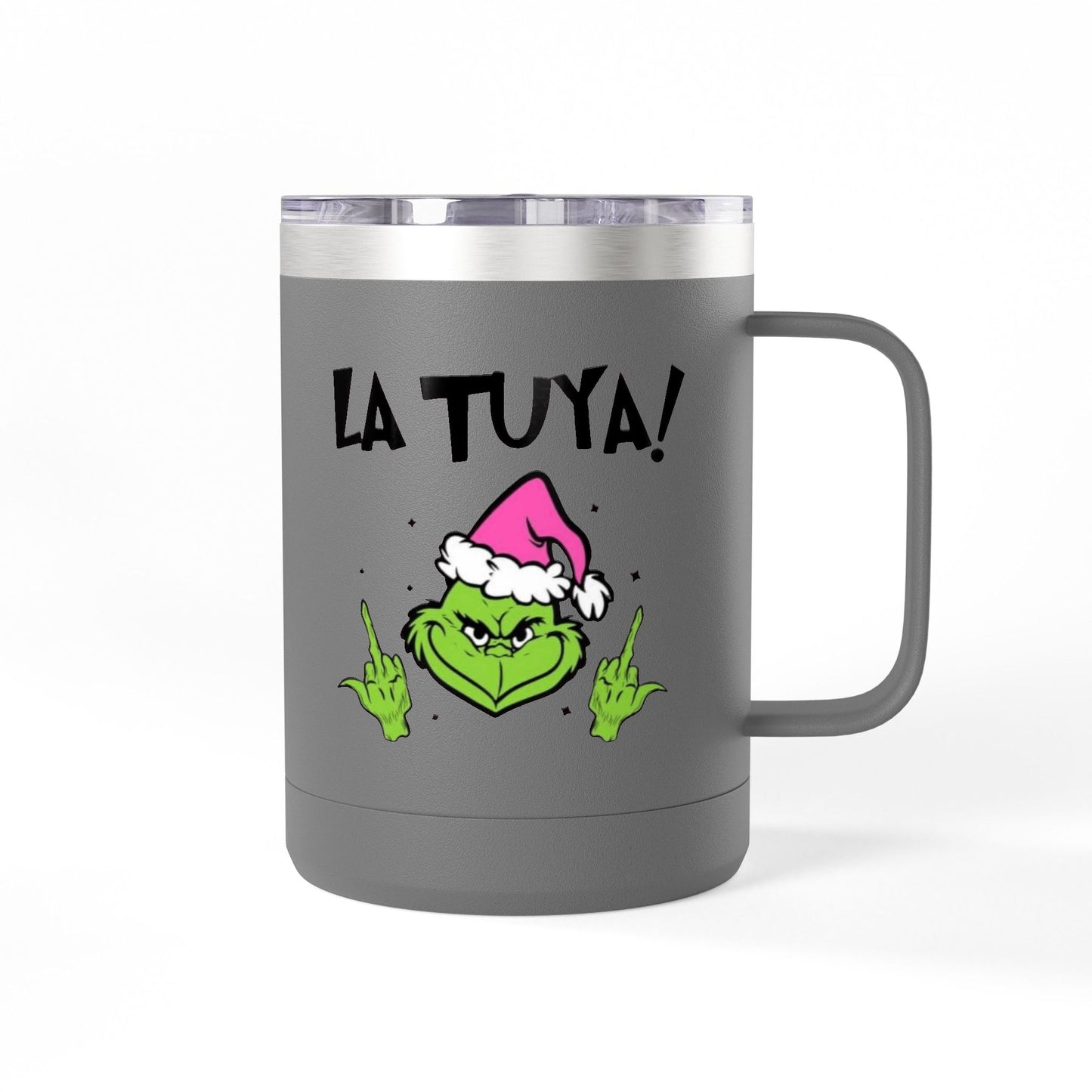 Holiday Grinch Coffee Mug Tumbler - 15oz Vaso / Taza de Acero Inoxidable – Diseño Navideño