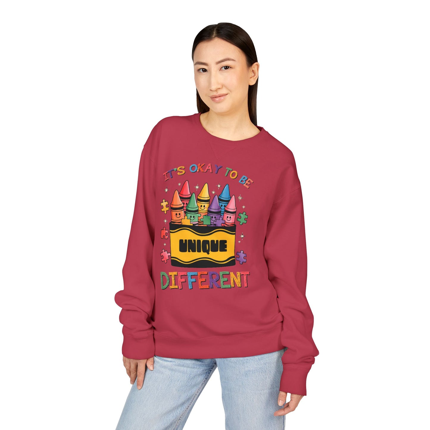 Autism Awareness & Pride Collection Unique & Different Crewneck Sweatshirt - Unisex ComfortWash®