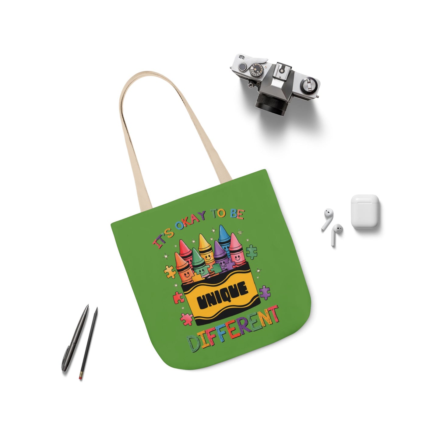 Autism Awareness & Pride Collection Unique Canvas Tote Bag with Colorful Castle Design