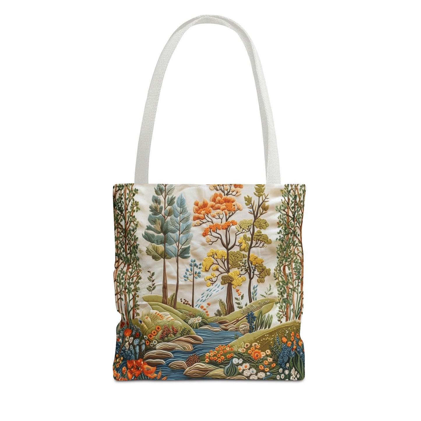 Scenic Meadow Tote Crochet-Decorated Tote Bags