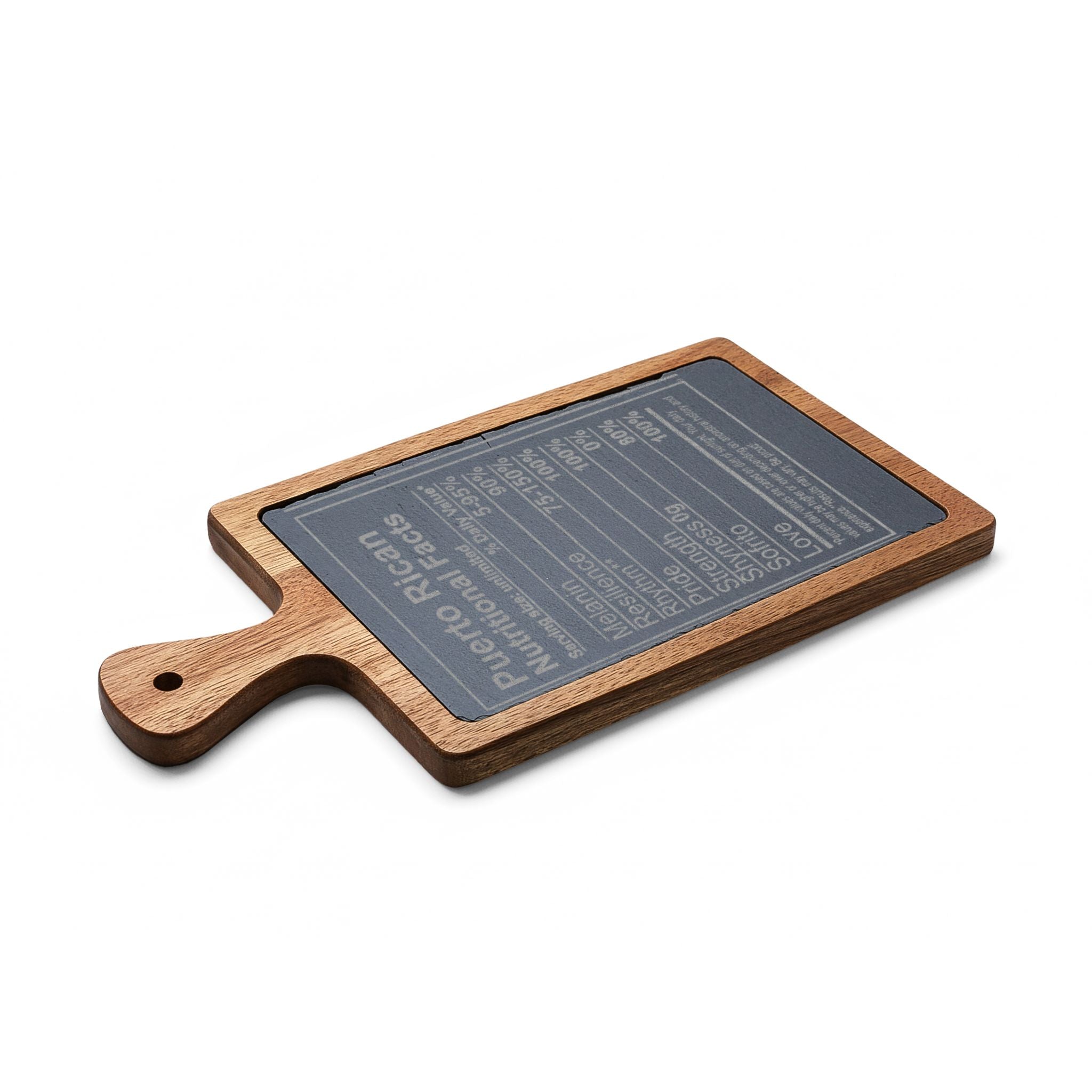Puerto Rican Nutritional Facts Engraved Charcuterie Board