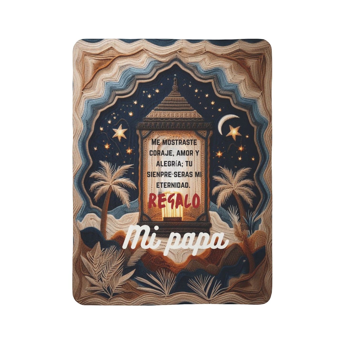 Fleece Blanket - "Mi Papá" Spanish Memorial Lantern Design (Regalo)