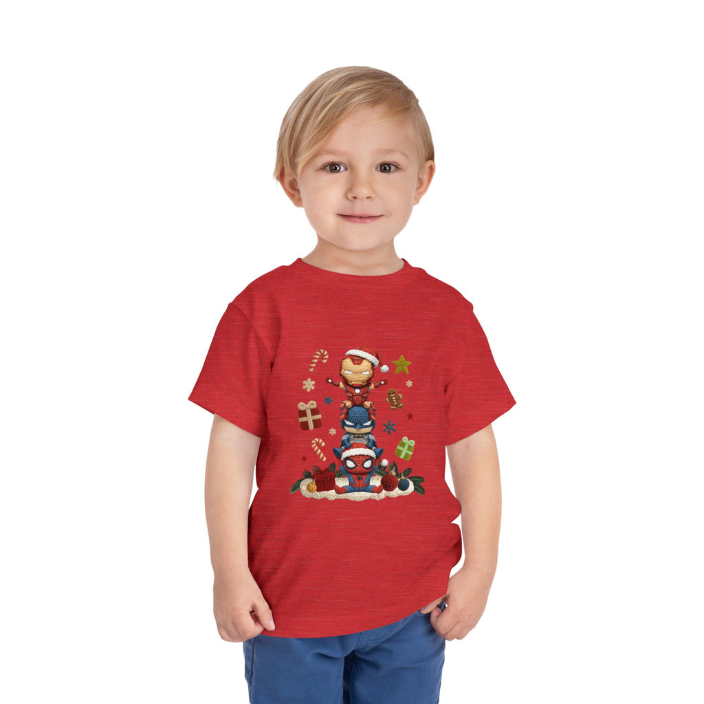 Toddler Tee  Cute Stacked Superhero Christmas Pile christmas kids collection