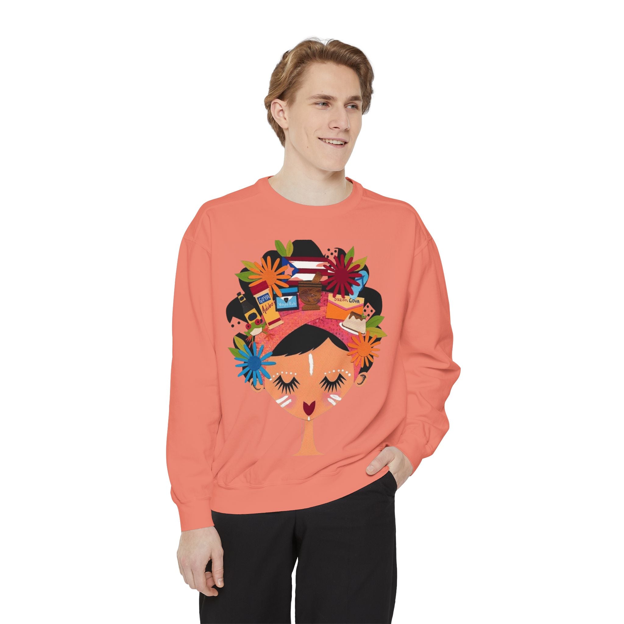 Floral Fiesta Sweatshirt — Colorful Tropical Woman Graphic Puerto Rico Navidades