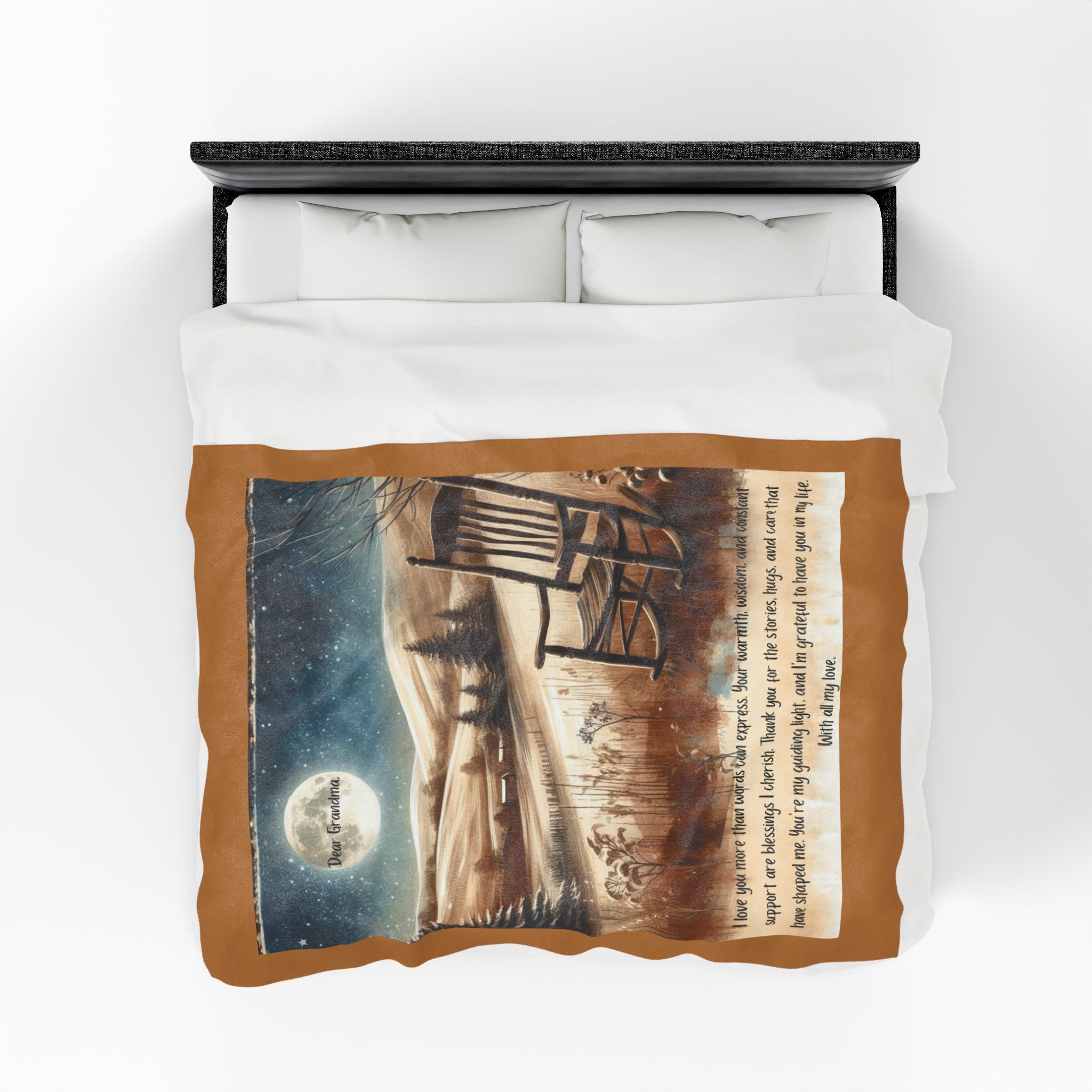 'Dear Grandma' Rocking Chair Winter Landscape Keepsake Blanket Blanket Gift for Grandma