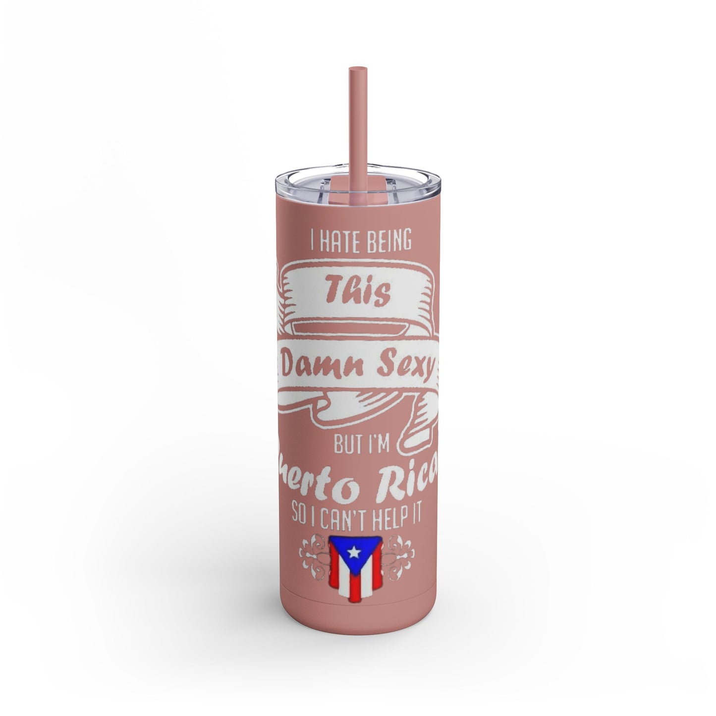 Puerto Rican Pride Skinny Matte Tumbler, 20oz | Perfect Gift for Afro-Latinx, Birthday, BBQ, Celebration, Fun Drinkware