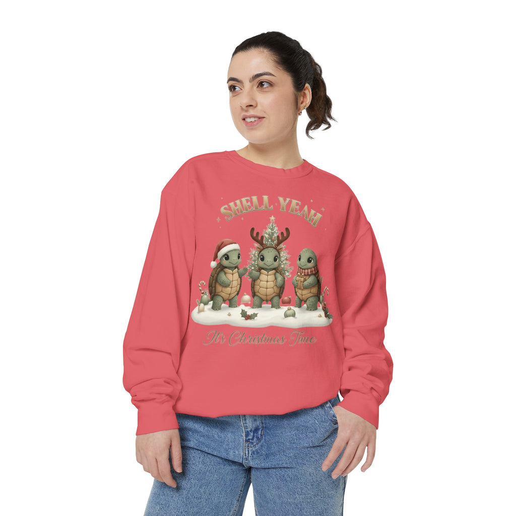 Christmas Turtle Sweatshirt  "Shell Yeah, It’s Christmas Time" Holiday Pullover