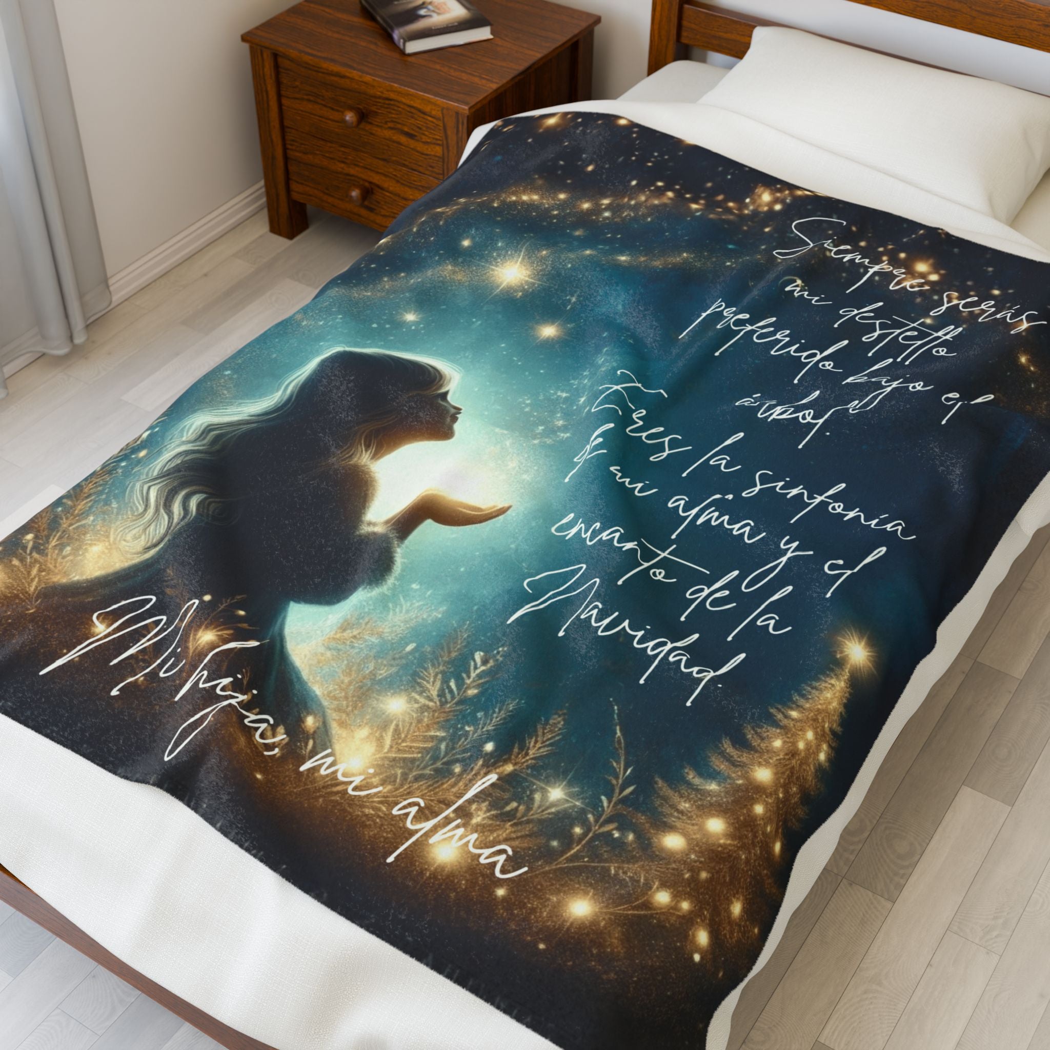 Christmas Velveteen Plush Blanket "Eres la sinfonía de mi alma" Holiday Throw