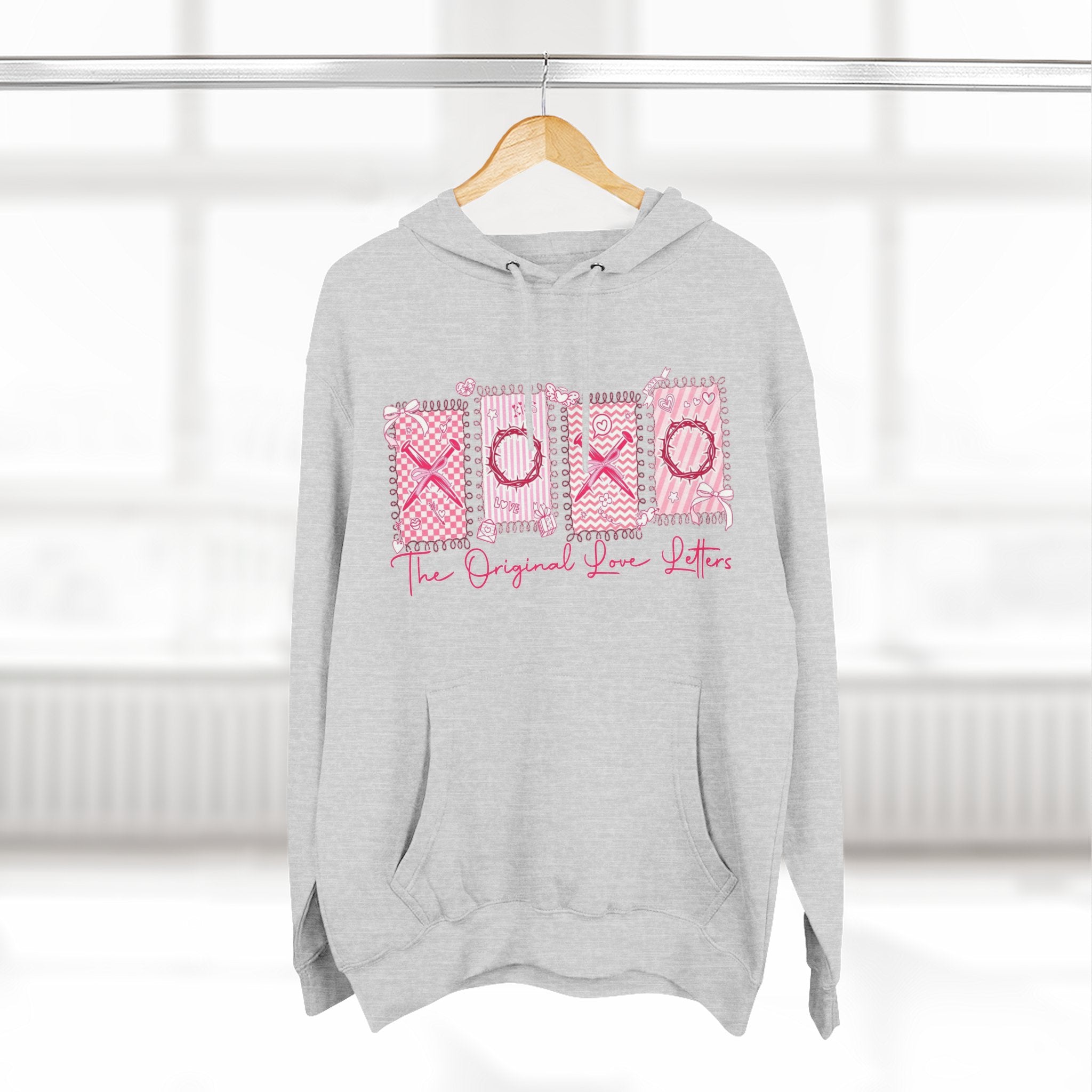 Hoodie  Pink XOXO Three Panel Love Letters Fleece Hoodie