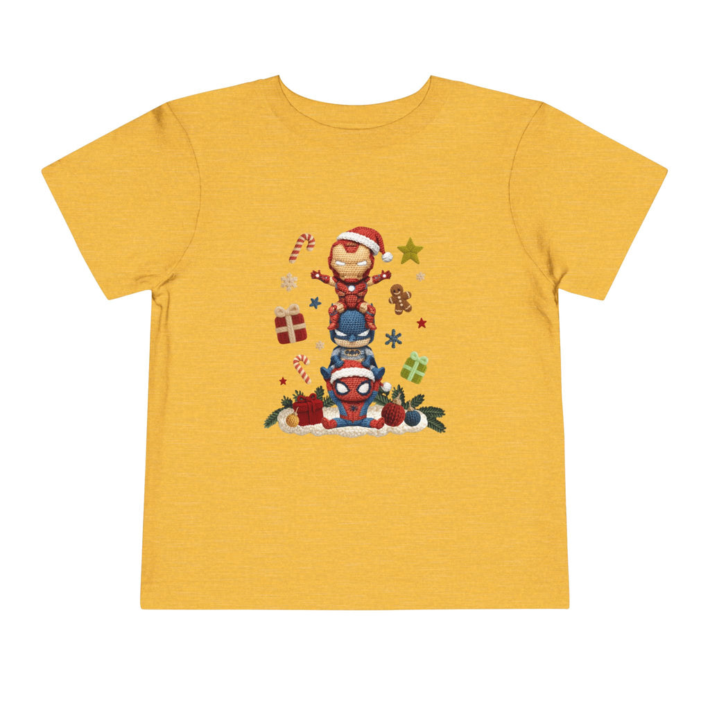 Toddler Tee  Cute Stacked Superhero Christmas Pile christmas kids collection