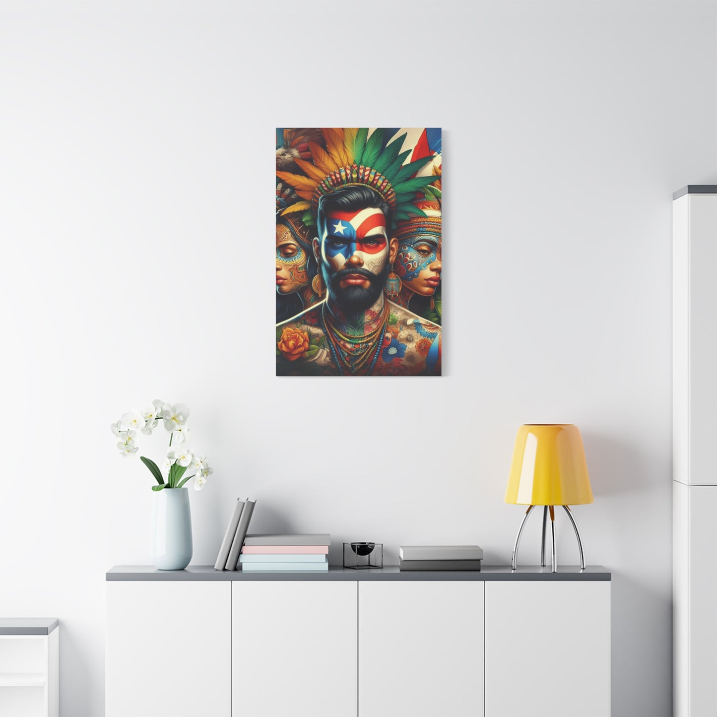 La Isla del Encanto Taíno Symbol Design Vibrant Cultural Art Canvas Print, Wall Decor, Home Decoration, Unique Artwork, Bohemian Style, Gift for Art Lovers
