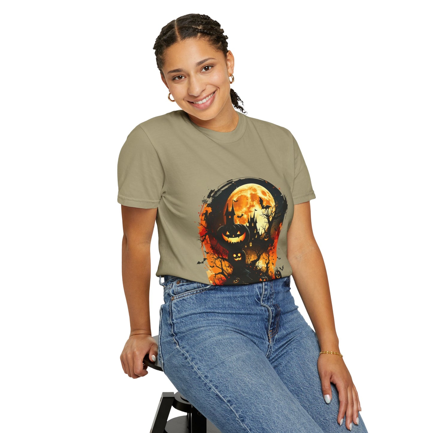 Halloween Moon Graphic T-shirt, Unisex Spooky Shirt, Fall Outfit, October Fest Tee, Halloween Party Wear, Trick or Treat T-shirt