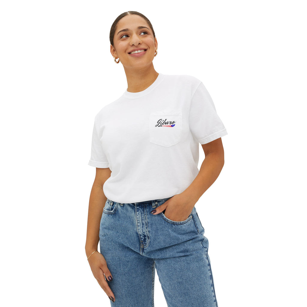 Jibaro Pocket TShirt Unisex Garment-Dyed Tee for Cultural Pride Puerto Rico Embroidered TShirt & Unisex Crewneck Sweatshirt