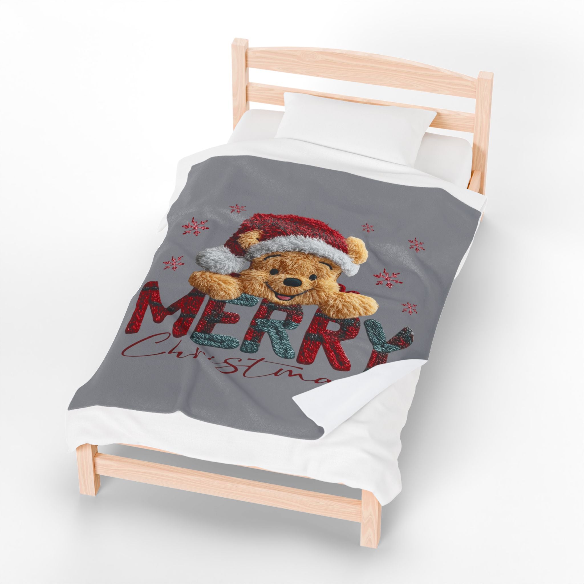 Magical Christmas Cartoon Blanket Merry Christmas Teddy Plush Blanket Soft Velveteen Holiday Throw