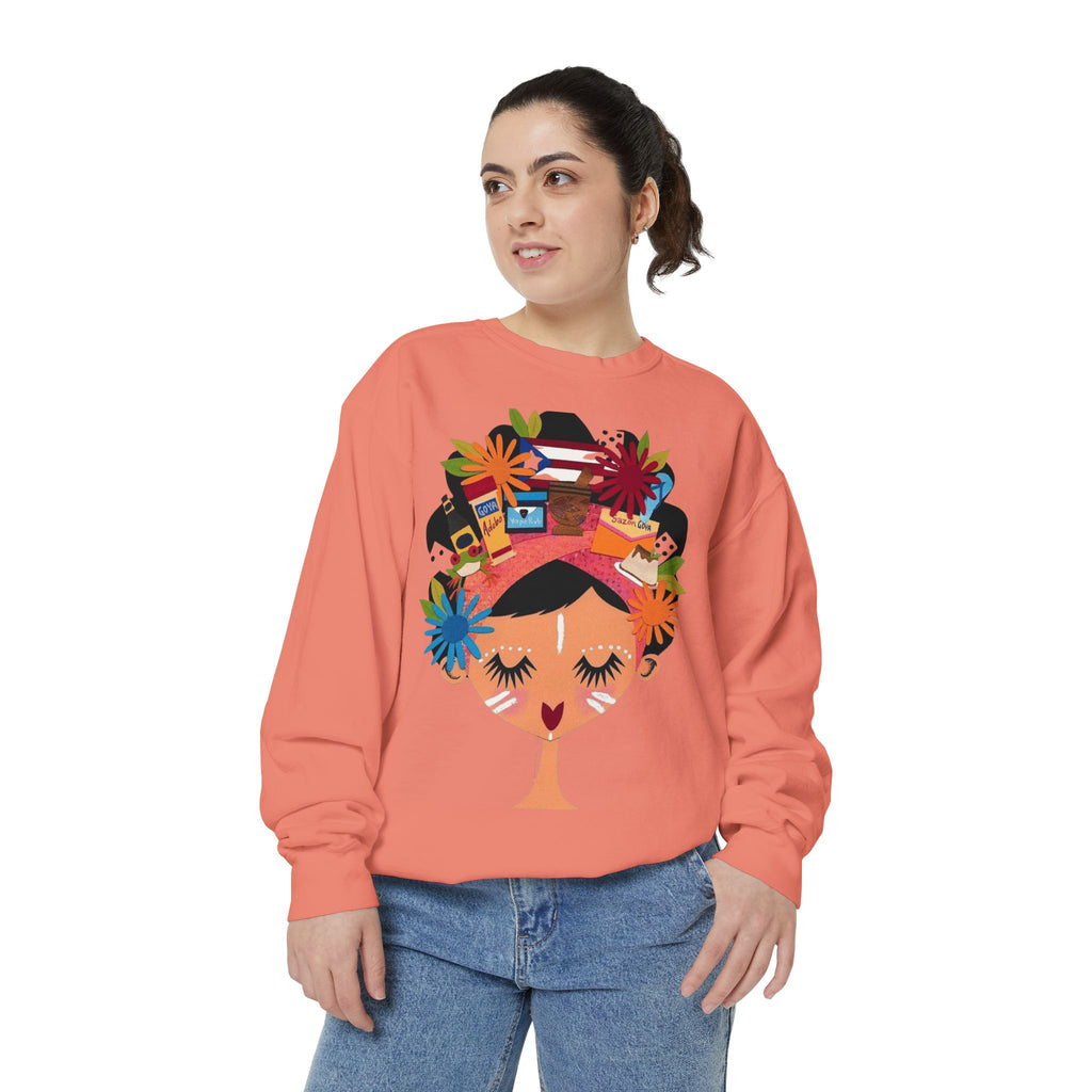 Floral Fiesta Sweatshirt — Colorful Tropical Woman Graphic Puerto Rico Navidades