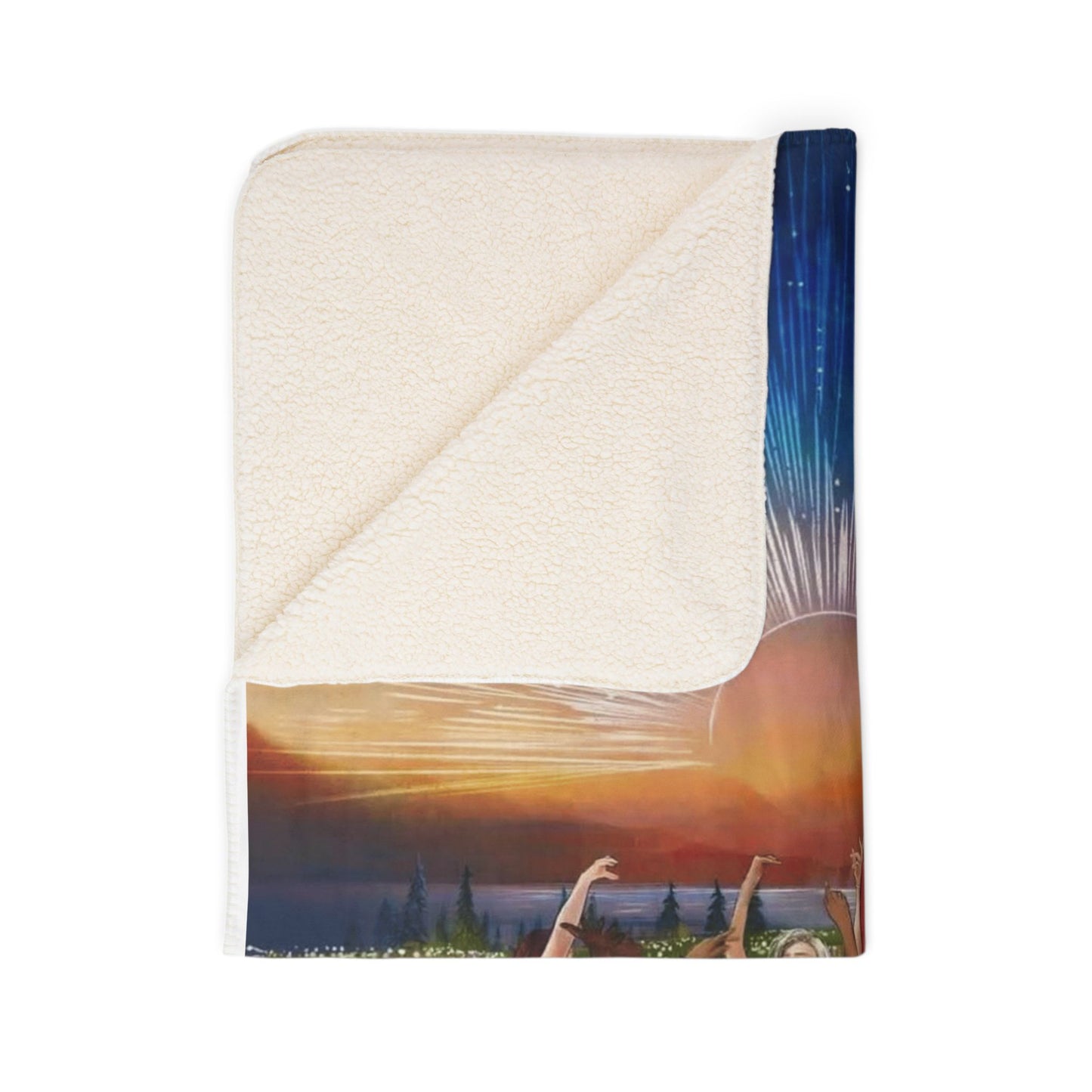 Sunset Dance Boho Sherpa Blanket – Cozy Fleece Throw for Nature Lovers & Evening Relaxation