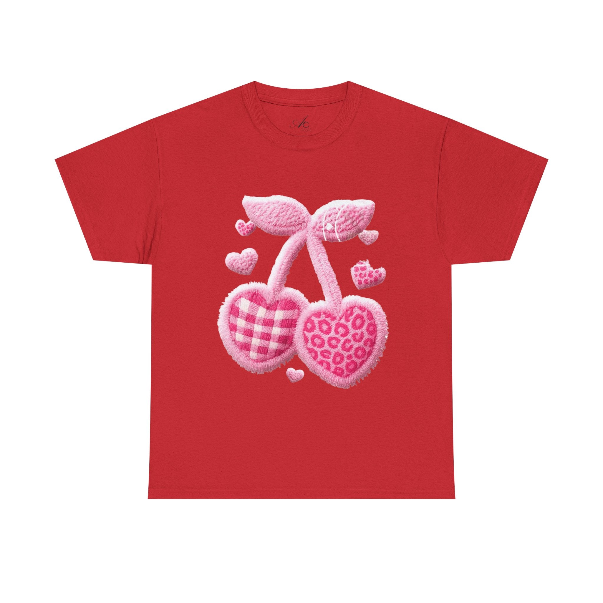 Pink Heart Cherries Tee  LOVE Graphic Valentine T-Shirt