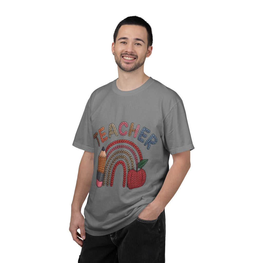 Teacher Rainbow Pencil & Apple T-Shirt — Back-to-School Gift for Educators