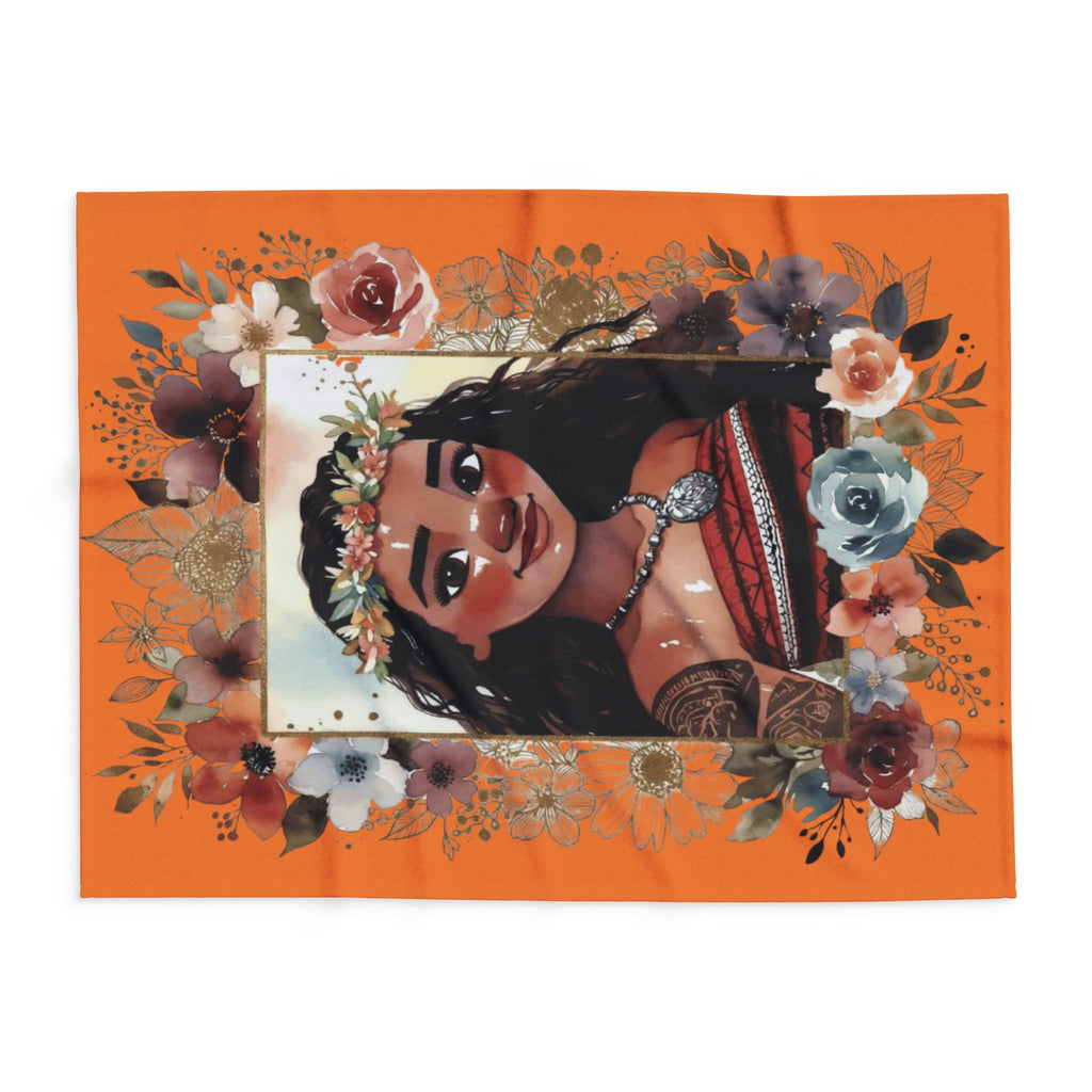 Moana-Inspired Floral Portrait Fleece Blanket