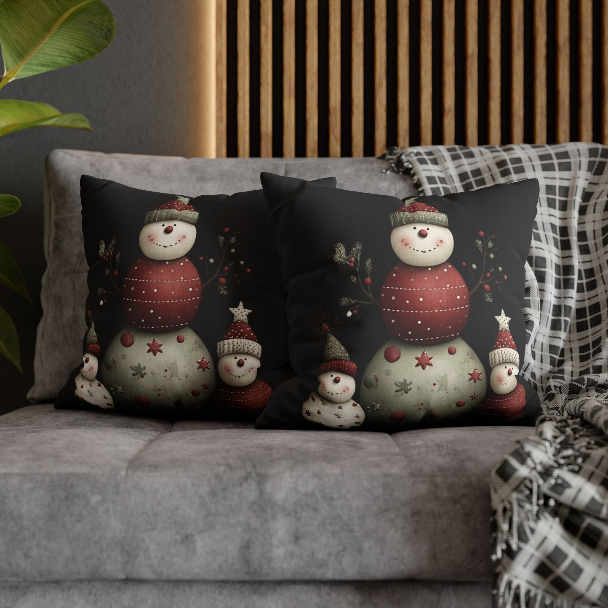 Christmas Snowman Pillowcase — Faux Suede Holiday Throw Pillow Cover CHRISTMAS PILLOW DÉCOR
