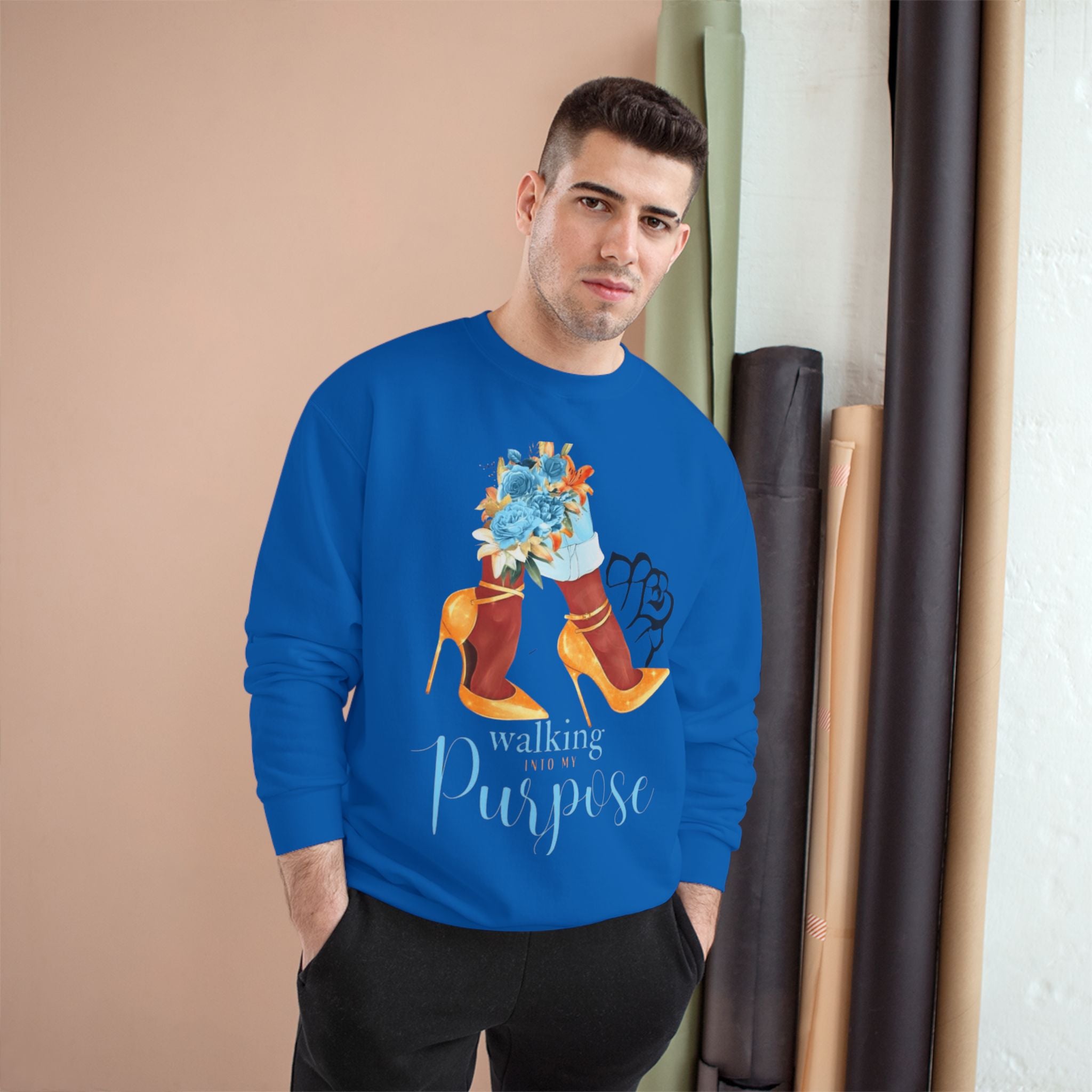 Walking with Purpose Sweatshirt  Floral Heels Inspirational Crewneck
