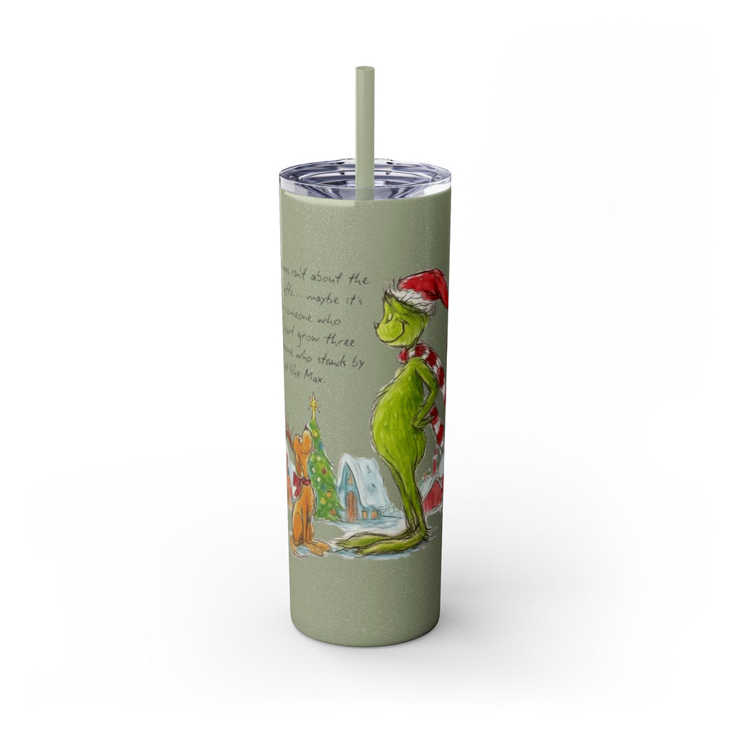 Grinch Christmas Skinny Tumbler with Straw — Dr. Seuss Holiday Quote Design, 20oz Christmas Mugs Collection