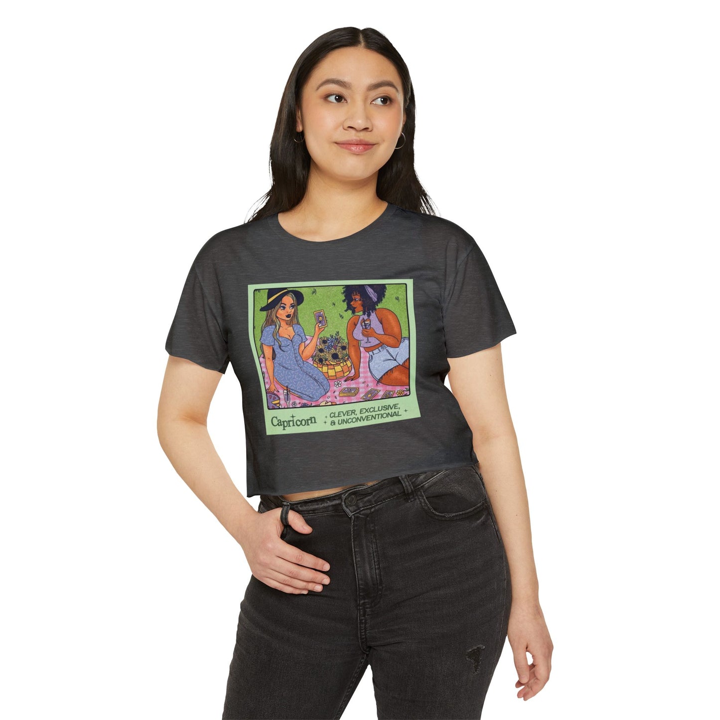 Halloween lovers Women's Festival Crop Top - Playful Capricorn Design, Boho Chic Style, Summer Tops, Festival Outfits, Gift for Her