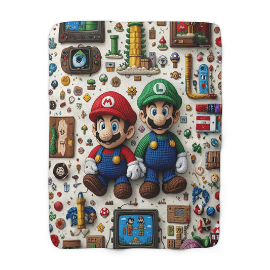 Kids Cartoon Blanket Retro Video Game Plush Throw
