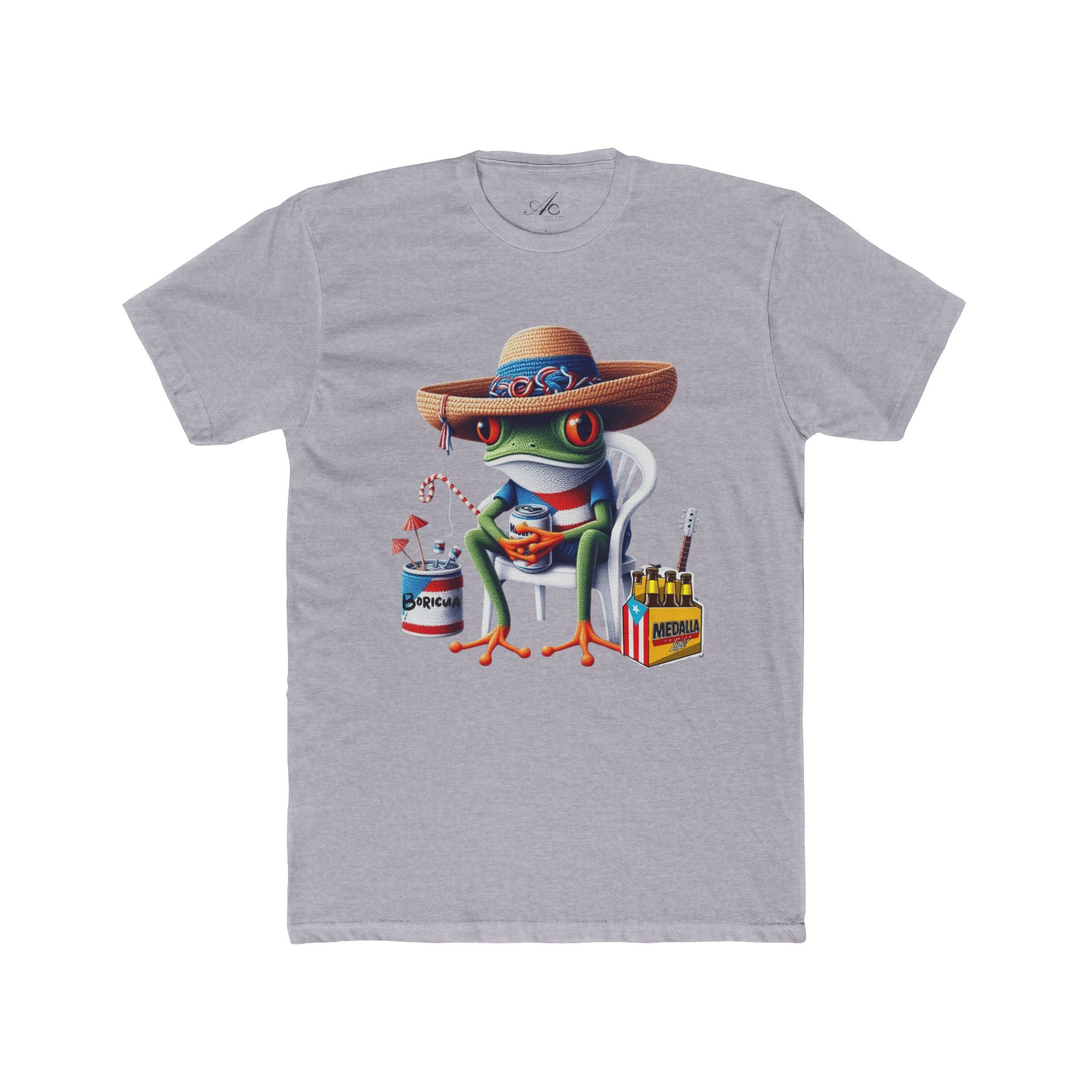 Puerto Rico’s Navidades Coqui Frog Fishing Tee  Cute Cartoon Frog Angler Graphic T‑Shirt