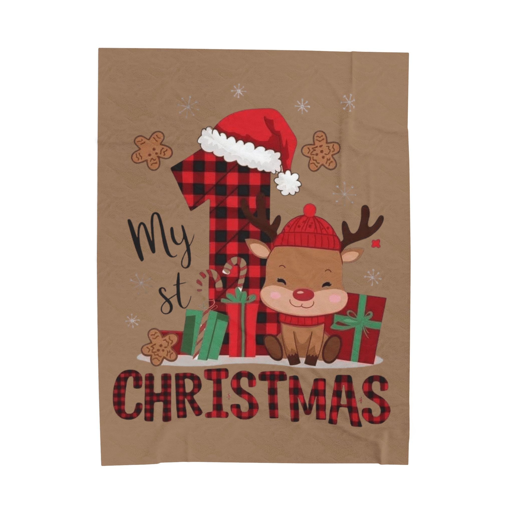 Santa’s Little Snuggle Blanket My 1st Christmas Reindeer Velveteen Plush Blanket