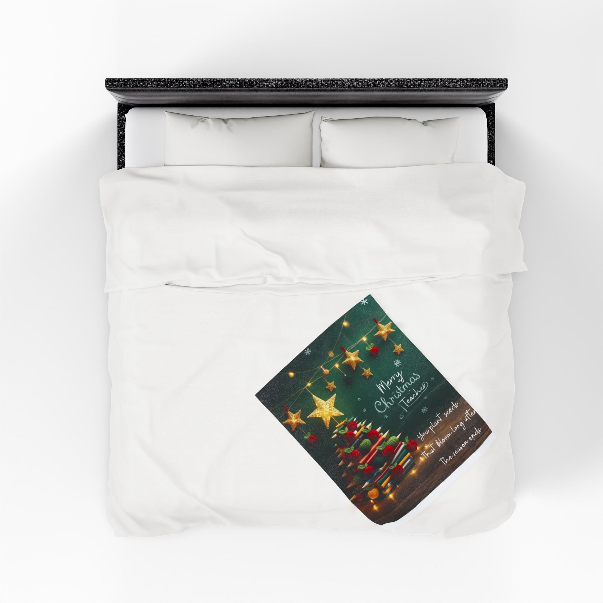 Merry Christmas Teacher Velveteen Blanket "You plant seeds that bloom long after the season ends"