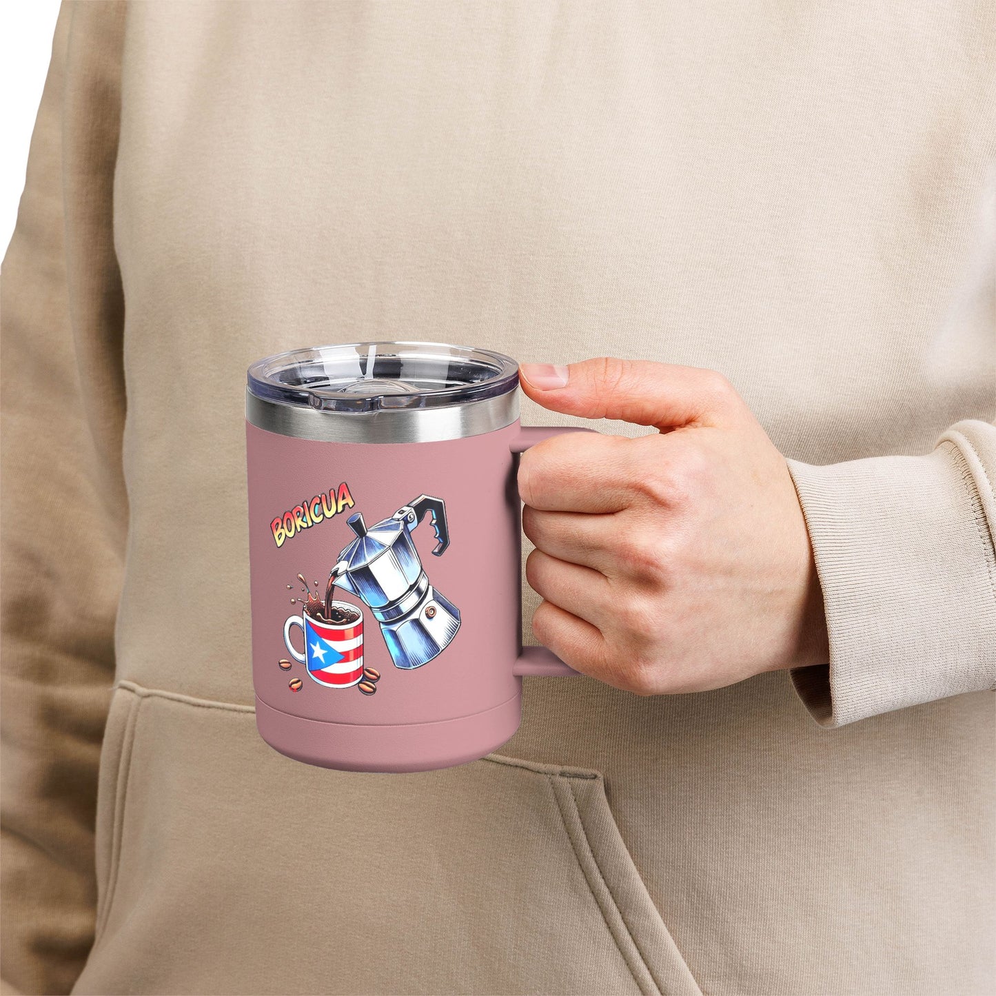 Puerto Rican Coffee Mug Tumbler, 15oz | Great Gift for Coffee Lovers, Unique Kitchen Decor, Perfect for Birthdays & Holidays