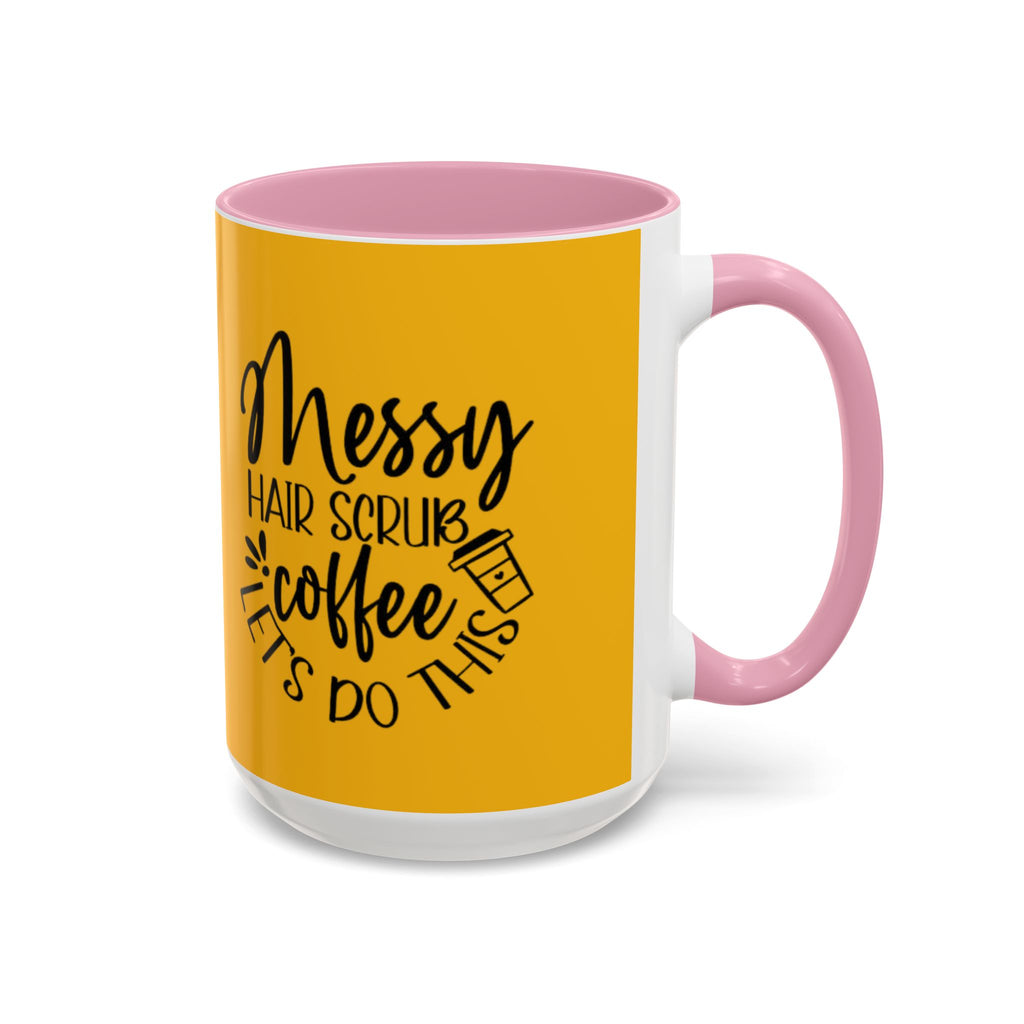 Holiday Coffee Cups with Festive Quotes & Designs Messy Hair Coffee Mug - Fun Yellow Ceramic Cup for Coffee Lovers